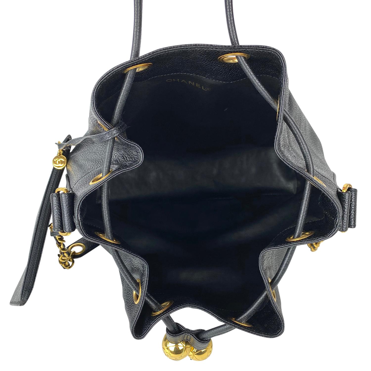 Chanel Black Caviar Bucket Bag For Sale 7