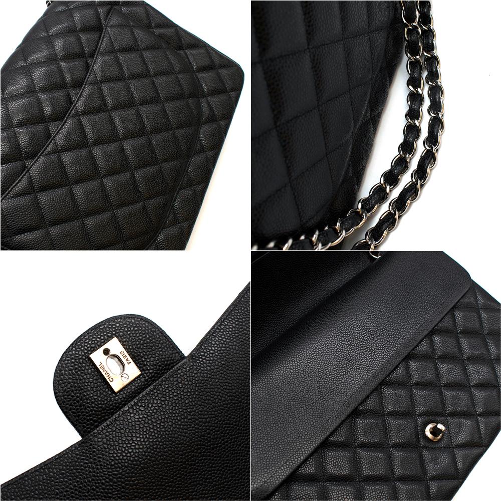 Chanel Black Caviar Calfskin Maxi Flap Bag For Sale 3