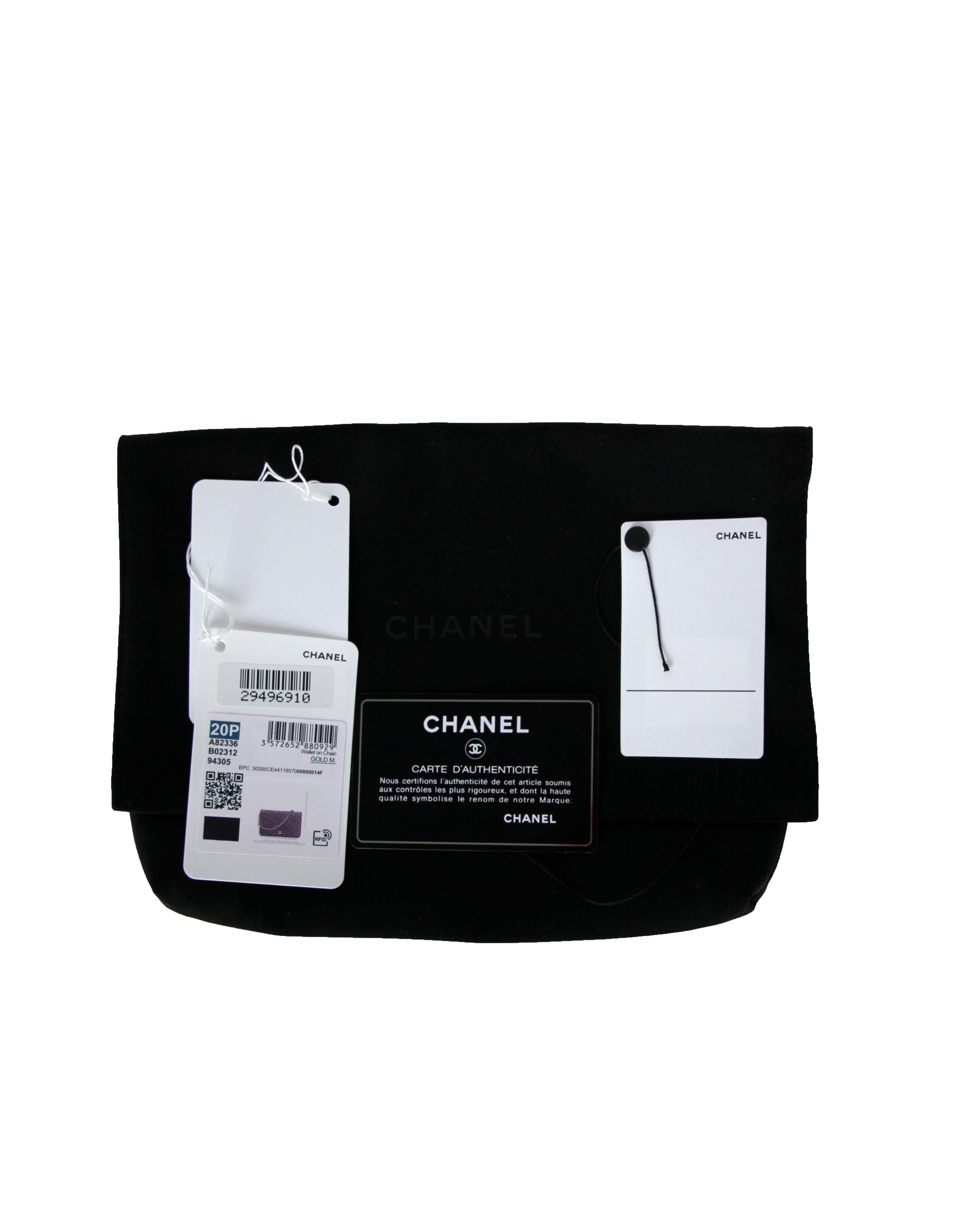 Chanel Black Caviar Camellia Embossed Wallet on Chain WOC Crossbody/ Clutch Bag 3