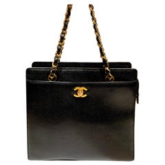 Chanel Black Caviar "CC" Hand Tote Bag 