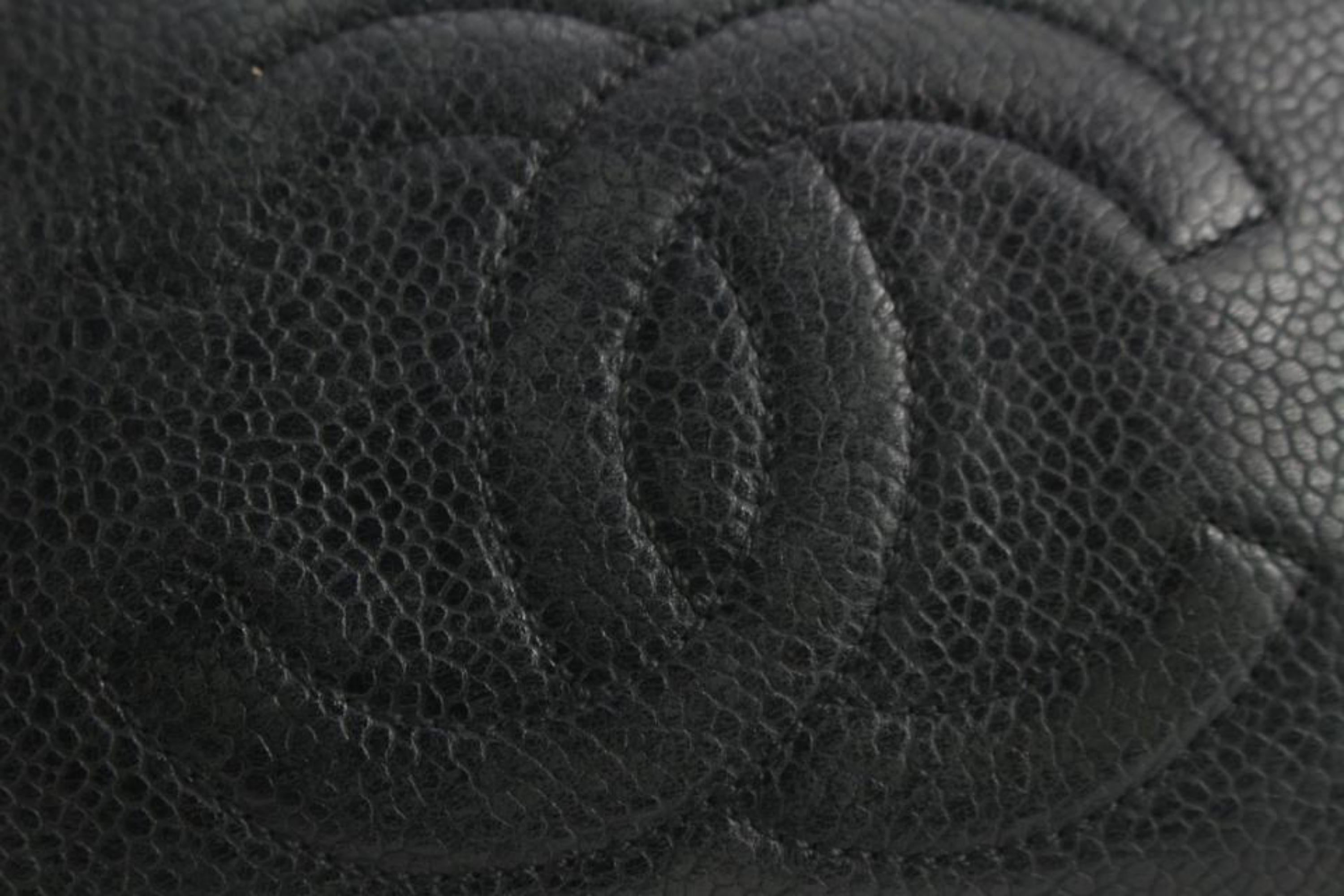 Chanel Black Caviar CC Logo Cosmetic Pouch Toiletry Case Zip Case 1223c10 7