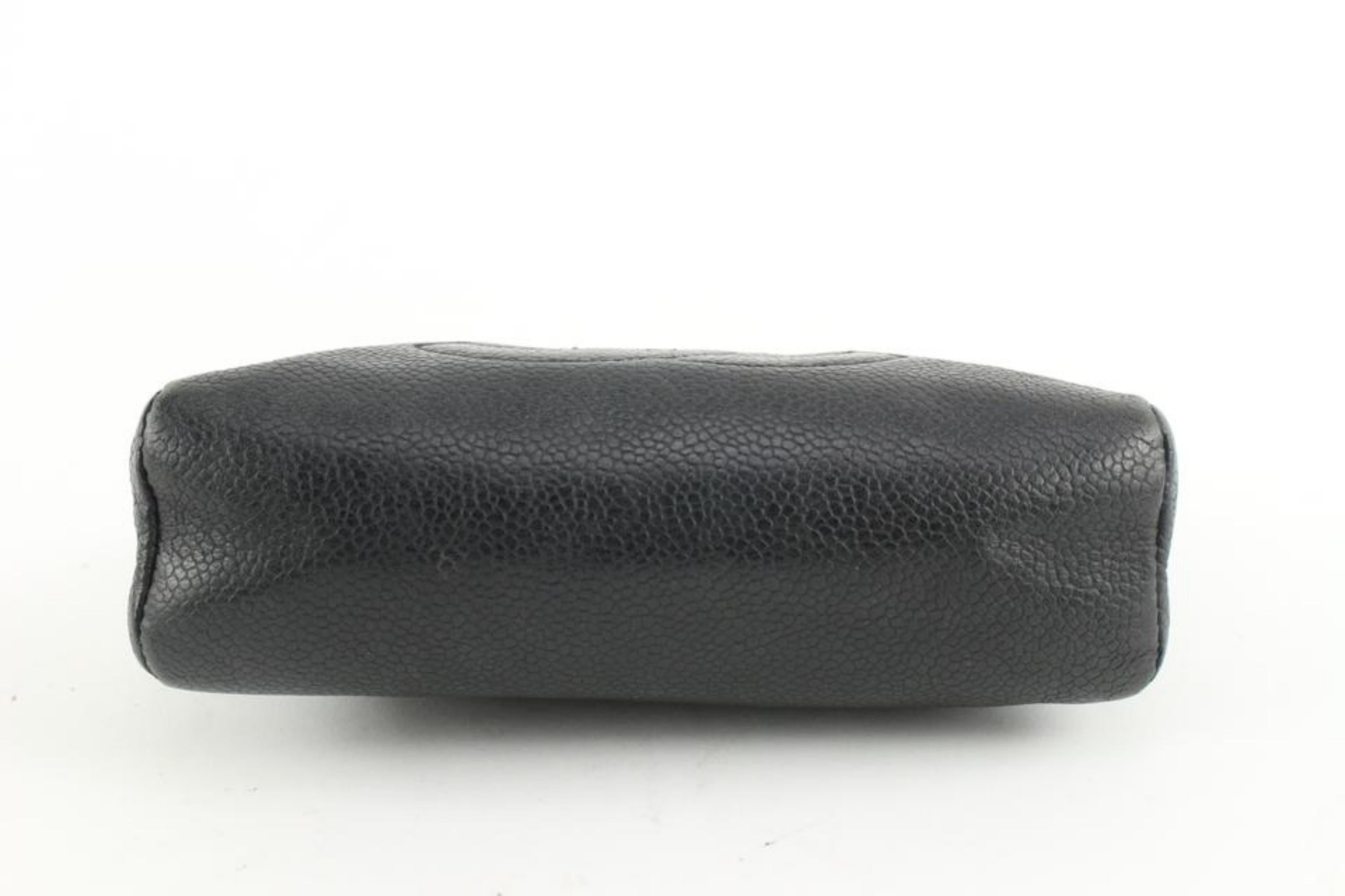 Chanel Black Caviar CC Logo Cosmetic Pouch Toiletry Case Zip Case 1223c10 5