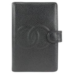 Mini Agenda ou porte-cartes noir caviar avec logo CC de Chanel  8620613