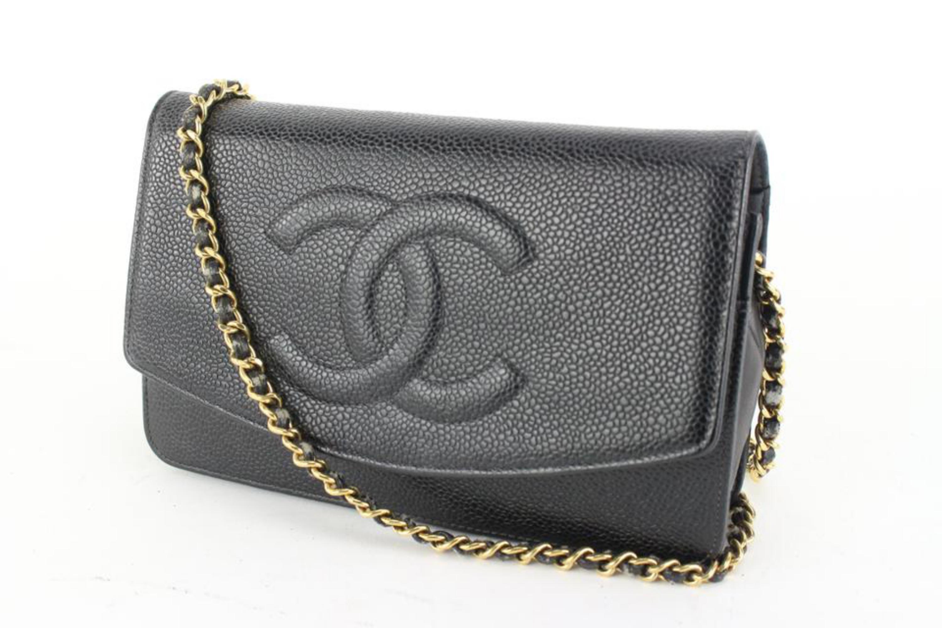 Chanel Black Caviar CC Logo Timeless Wallet on Chain WOC 61cz63s For Sale 5