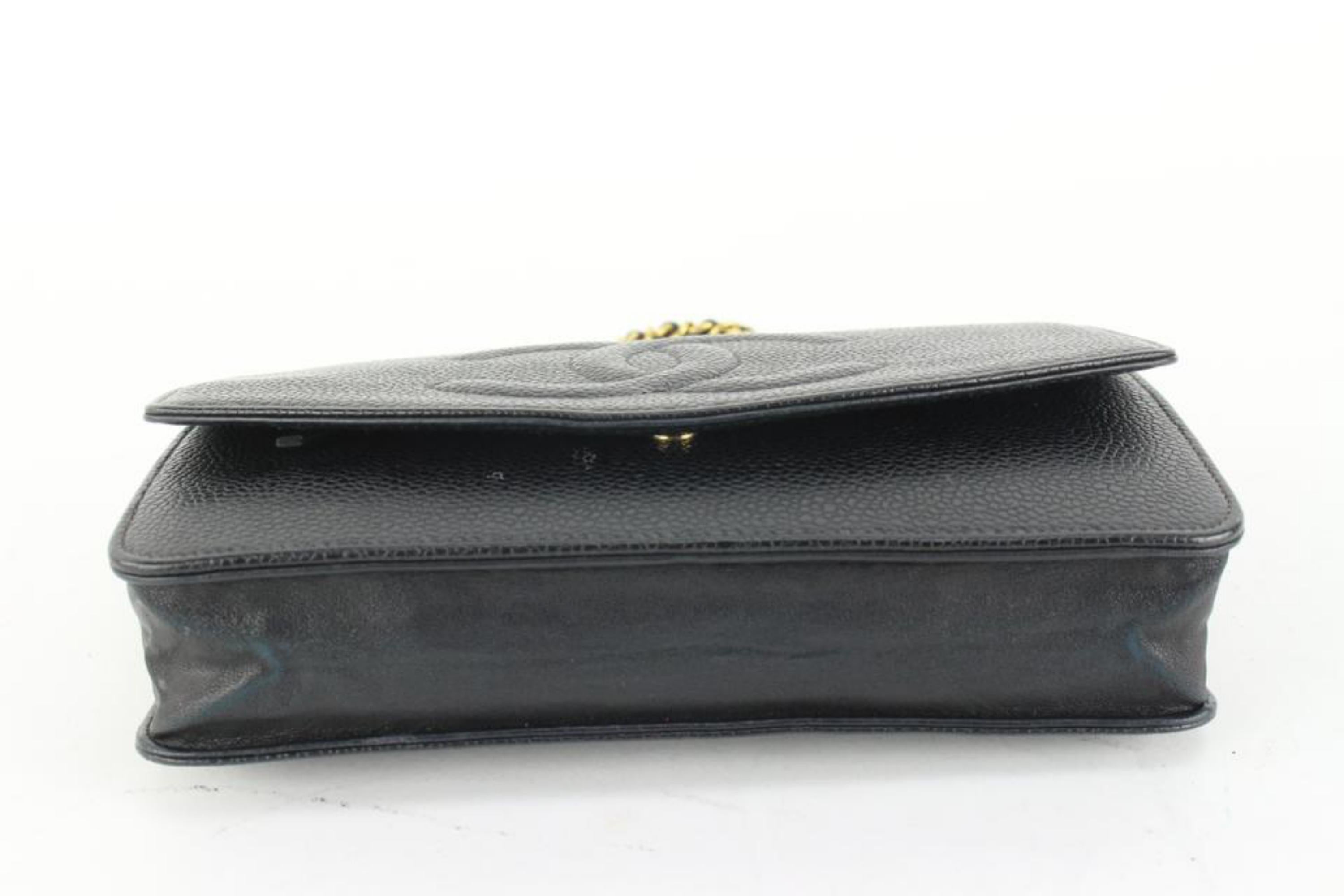 Chanel Black Caviar CC Logo Timeless Wallet on Chain WOC 61cz63s In Good Condition For Sale In Dix hills, NY
