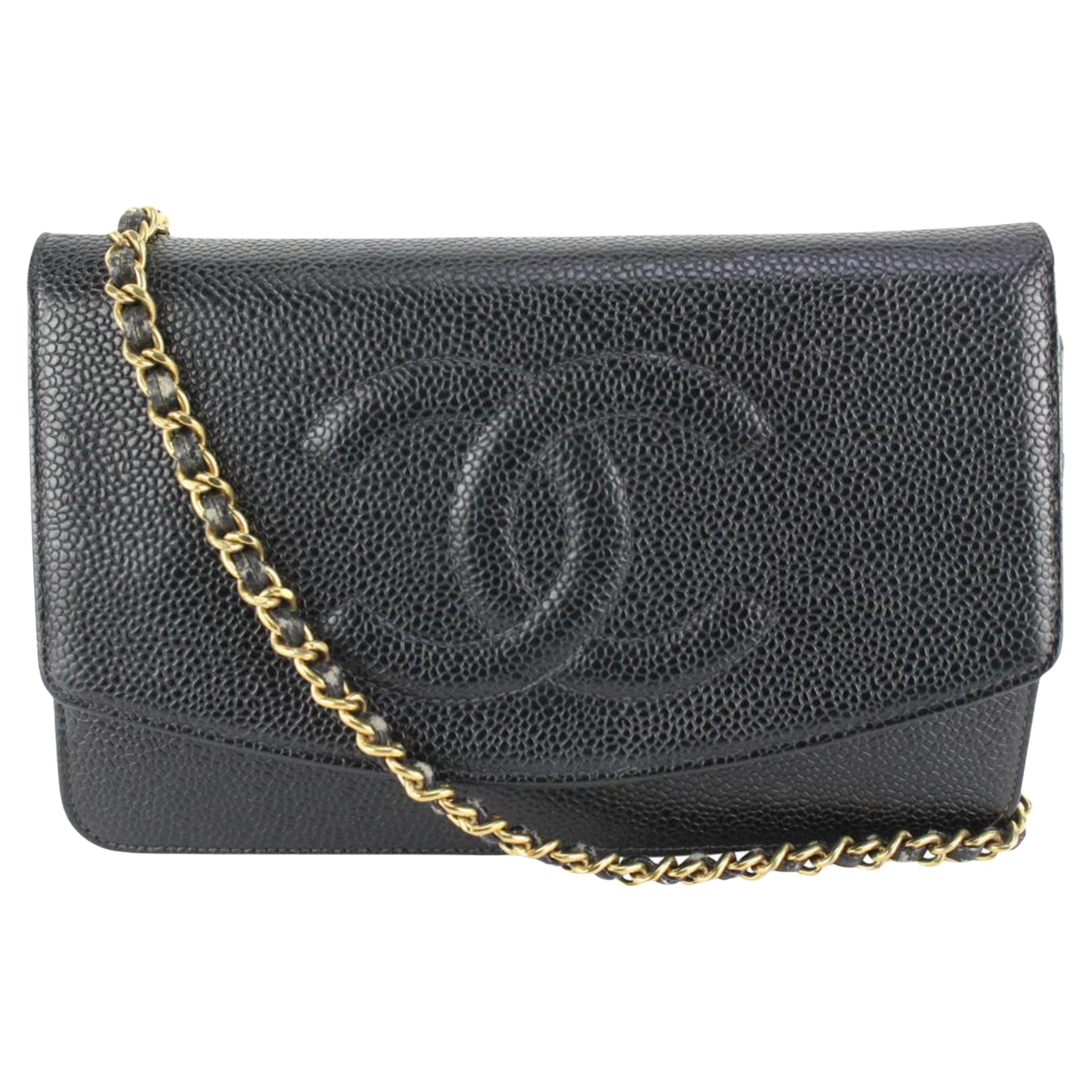Chanel Black Caviar CC Logo Timeless Wallet on Chain Woc 61cz63s