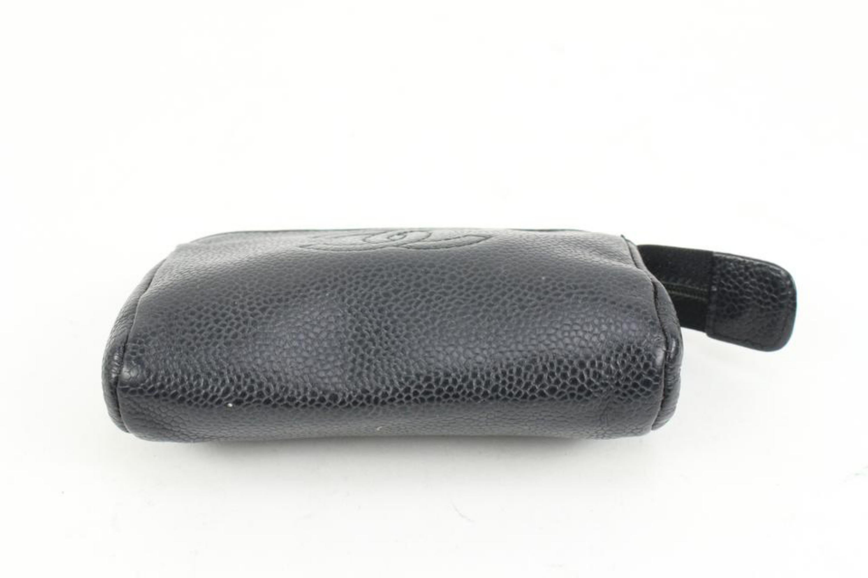 Chanel Black Caviar CC Logo Toiletry Pouch Cosmetic Case 48ck44 3