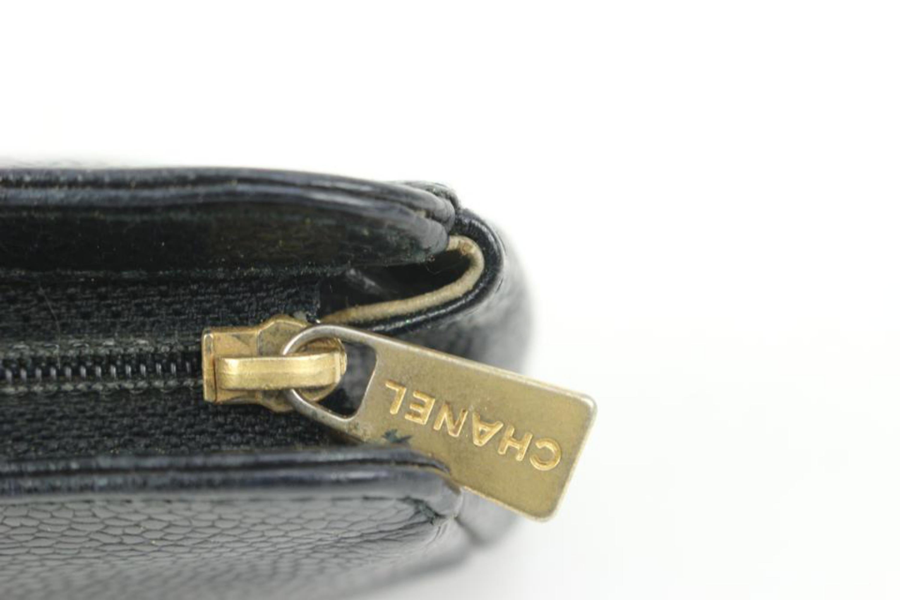 Chanel Black Caviar CC Logo Toiletry Pouch Cosmetic Case 48ck44 4