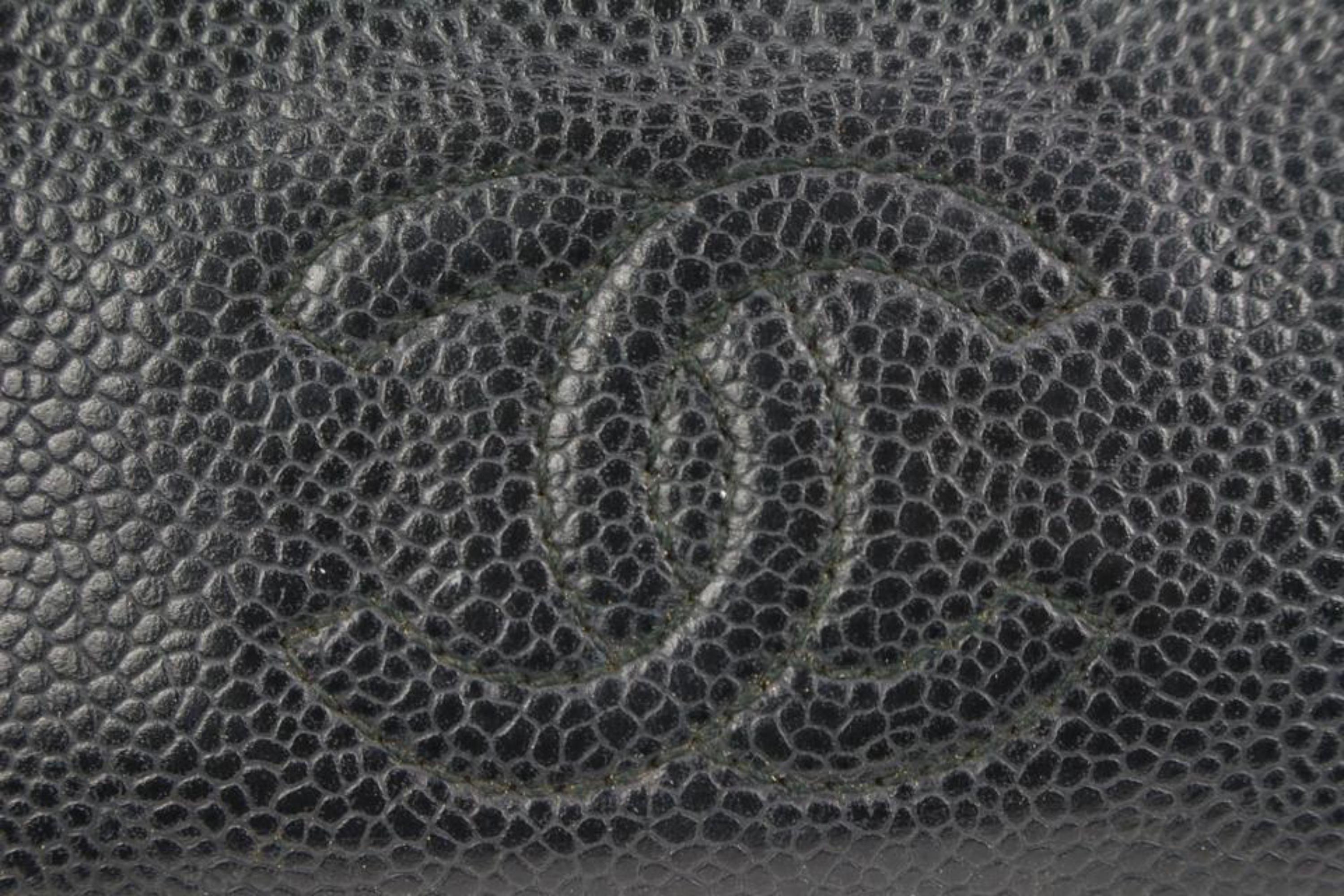 Chanel Black Caviar CC Logo Toiletry Pouch Cosmetic Case 48ck44 1