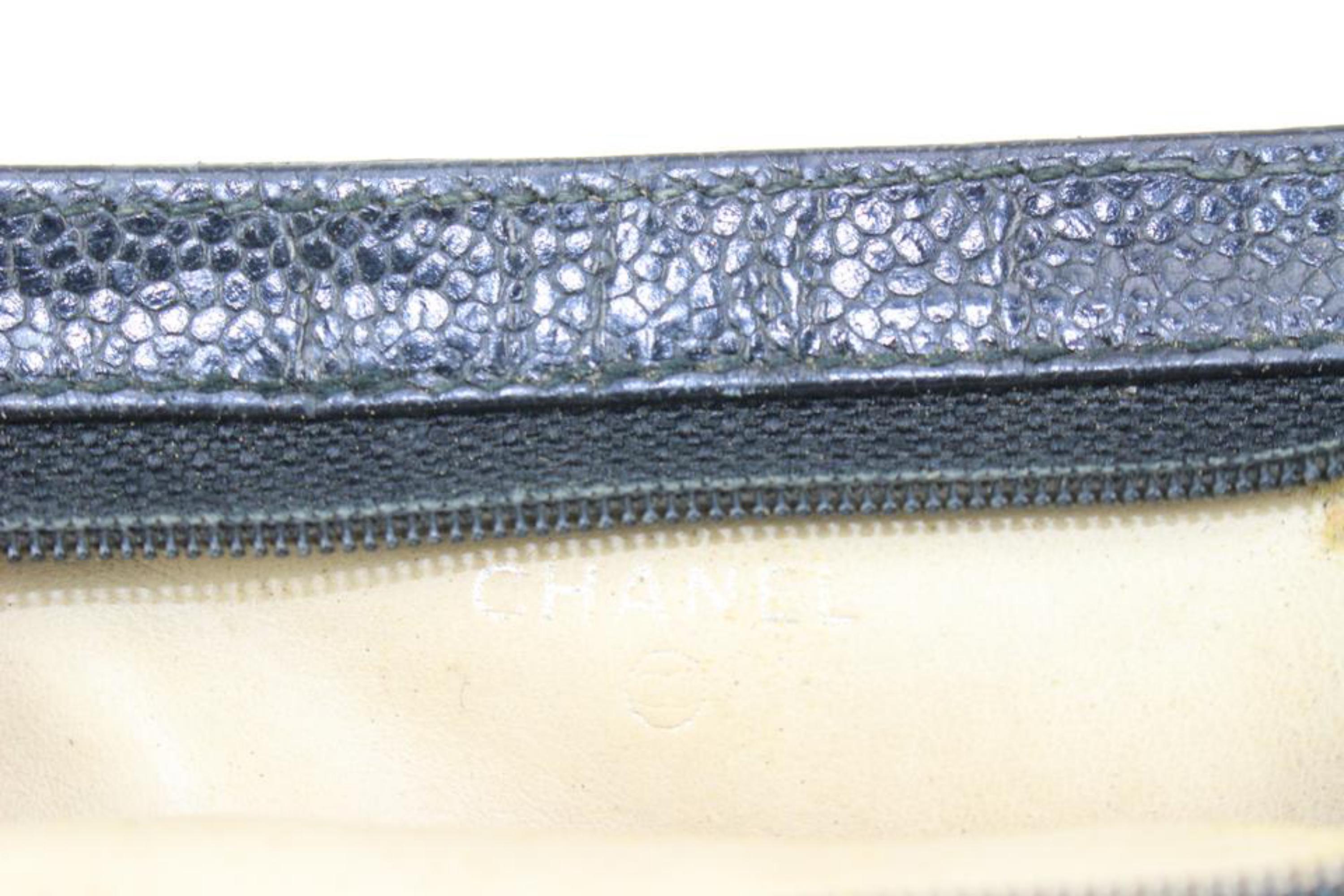 Chanel Black Caviar CC Logo Toiletry Pouch Cosmetic Case 48ck44 2