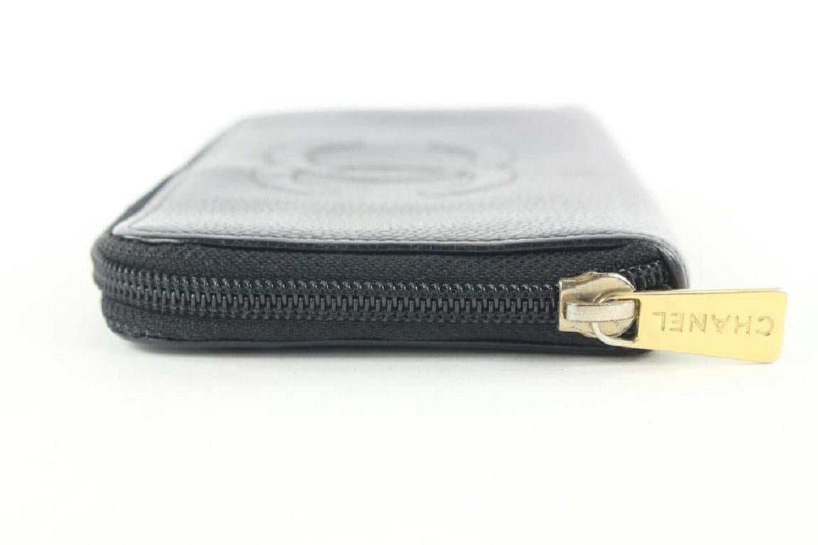 Chanel Black Caviar CC Logo Zip Around Continental Wallet L Gusset 290cas513 4