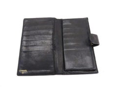 Chanel Black Caviar Cc Long Flap Wallet 224144