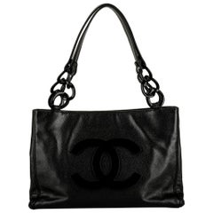 Chanel Black Caviar CC Lucite Logo Tote