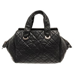 Chanel Black Caviar CC Quilted Bowler Bag