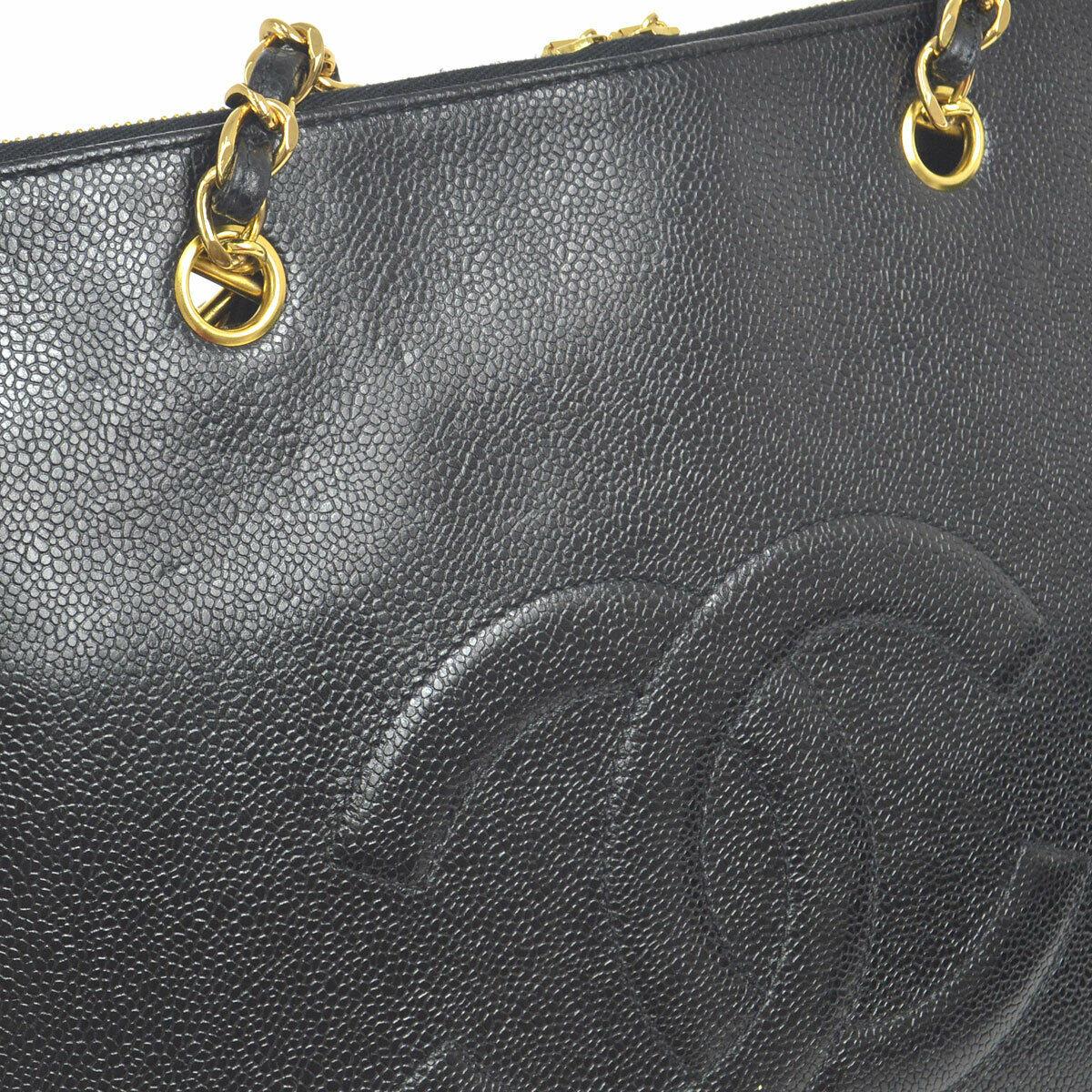 Chanel Black Caviar Chain Flap Business Laptop Carryall Travel Shoulder Bag In Good Condition In Chicago, IL
