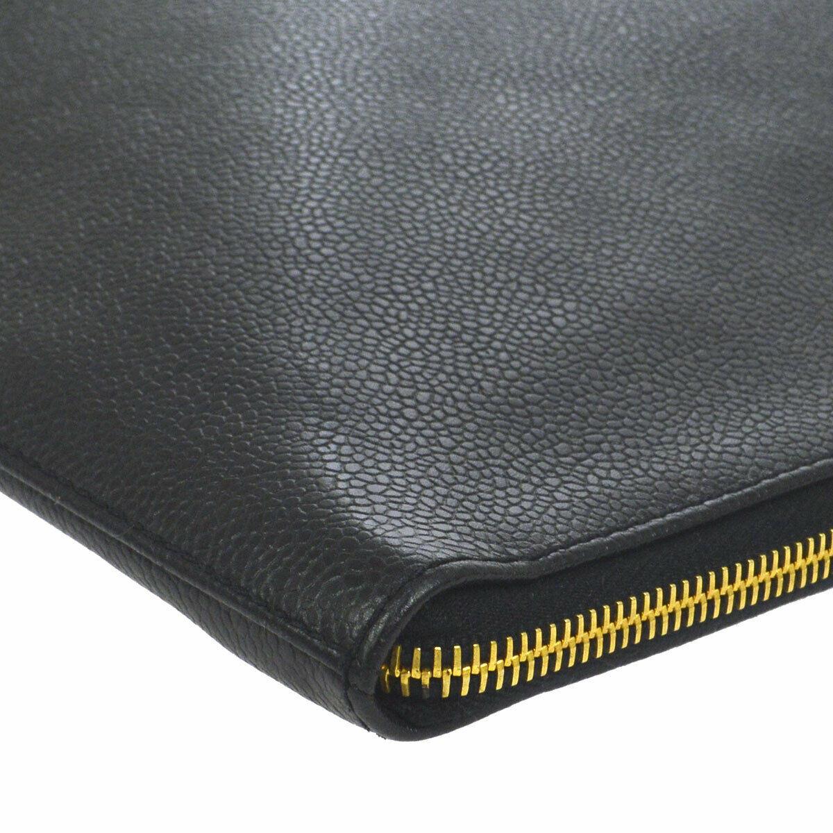 Chanel Black Caviar Chain Flap Business Laptop Carryall Travel Shoulder Bag 2