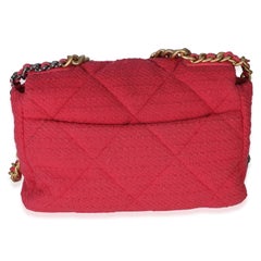 Chanel Pink Quilted Boucle Large Chanel 19 Flap Bag
