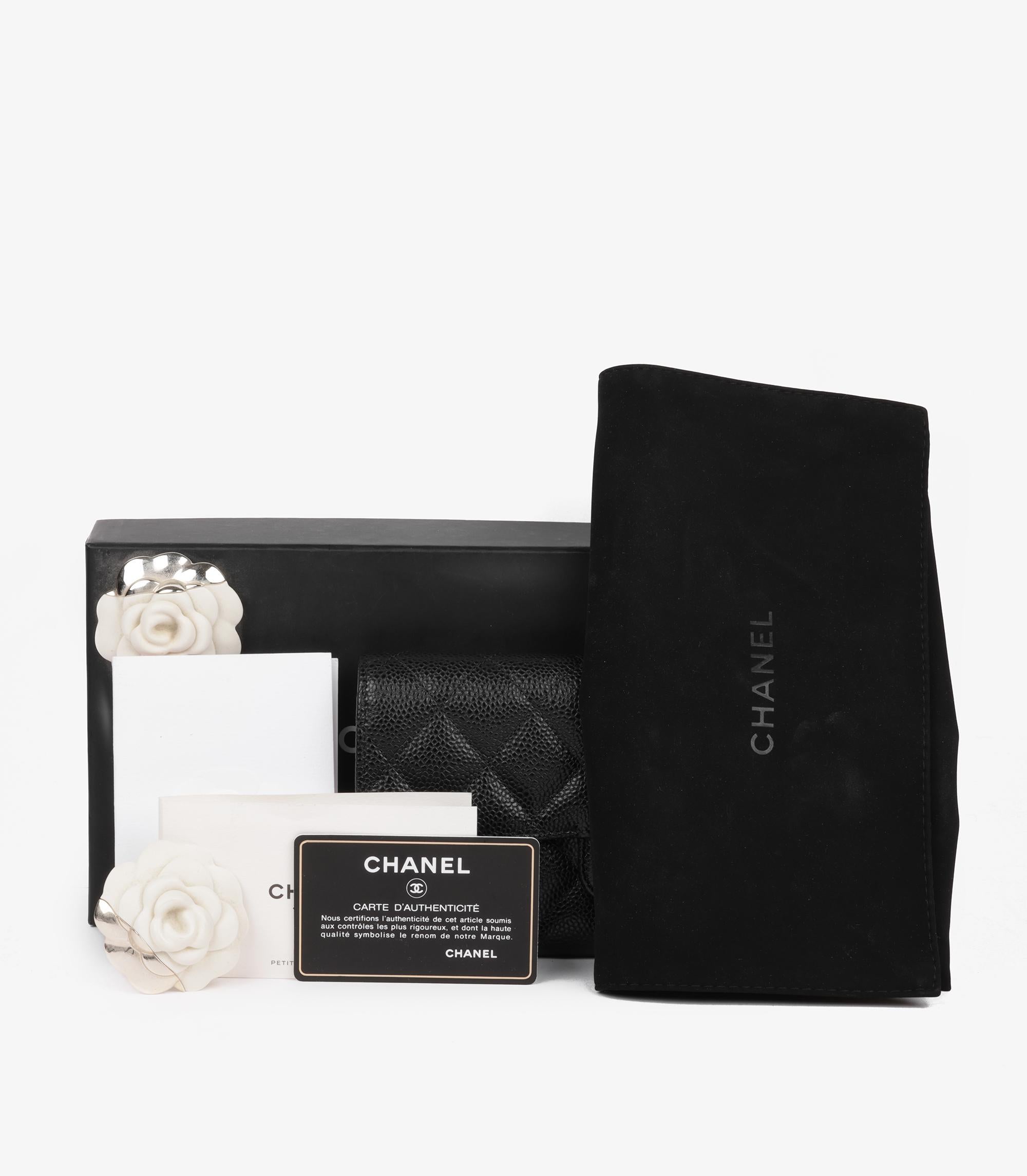 Women's or Men's Chanel Black Caviar Classic Long Flap Wallet