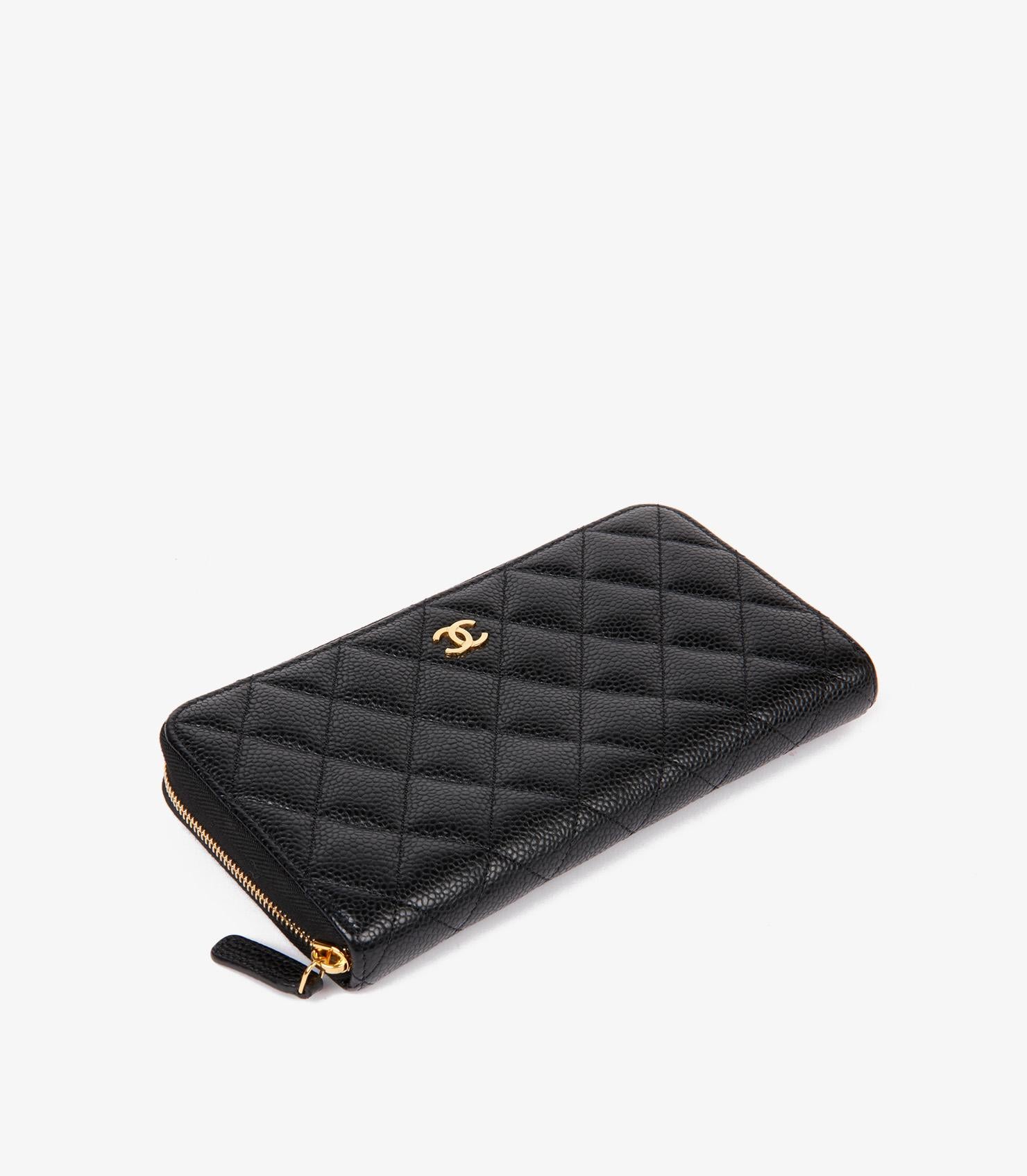 Noir Chanel Black Caviar Classic Long Zipped Wallet