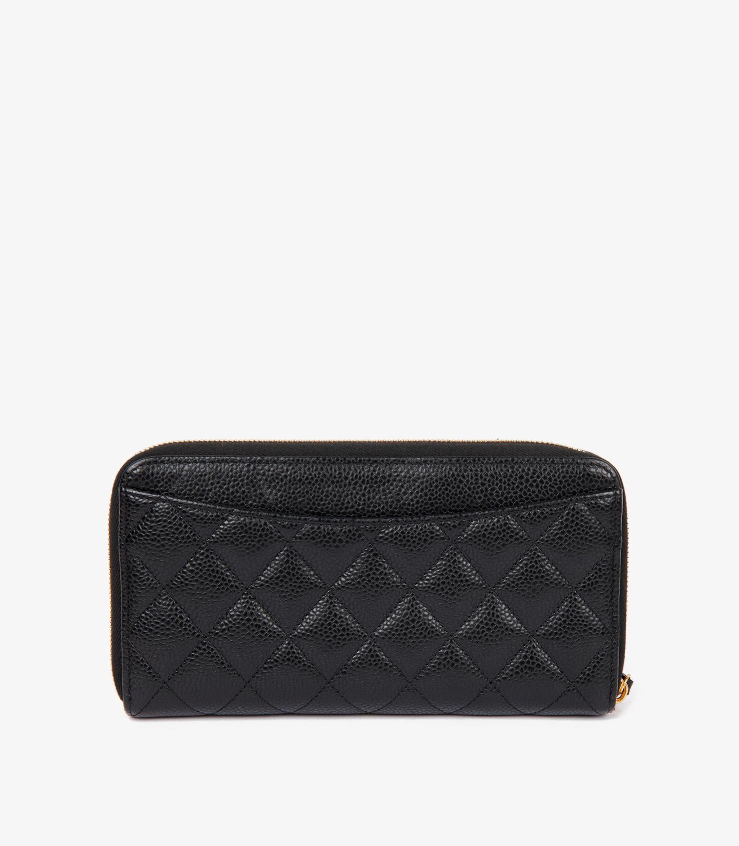 Chanel Black Caviar Classic Long Zipped Wallet Excellent état à Bishop's Stortford, Hertfordshire
