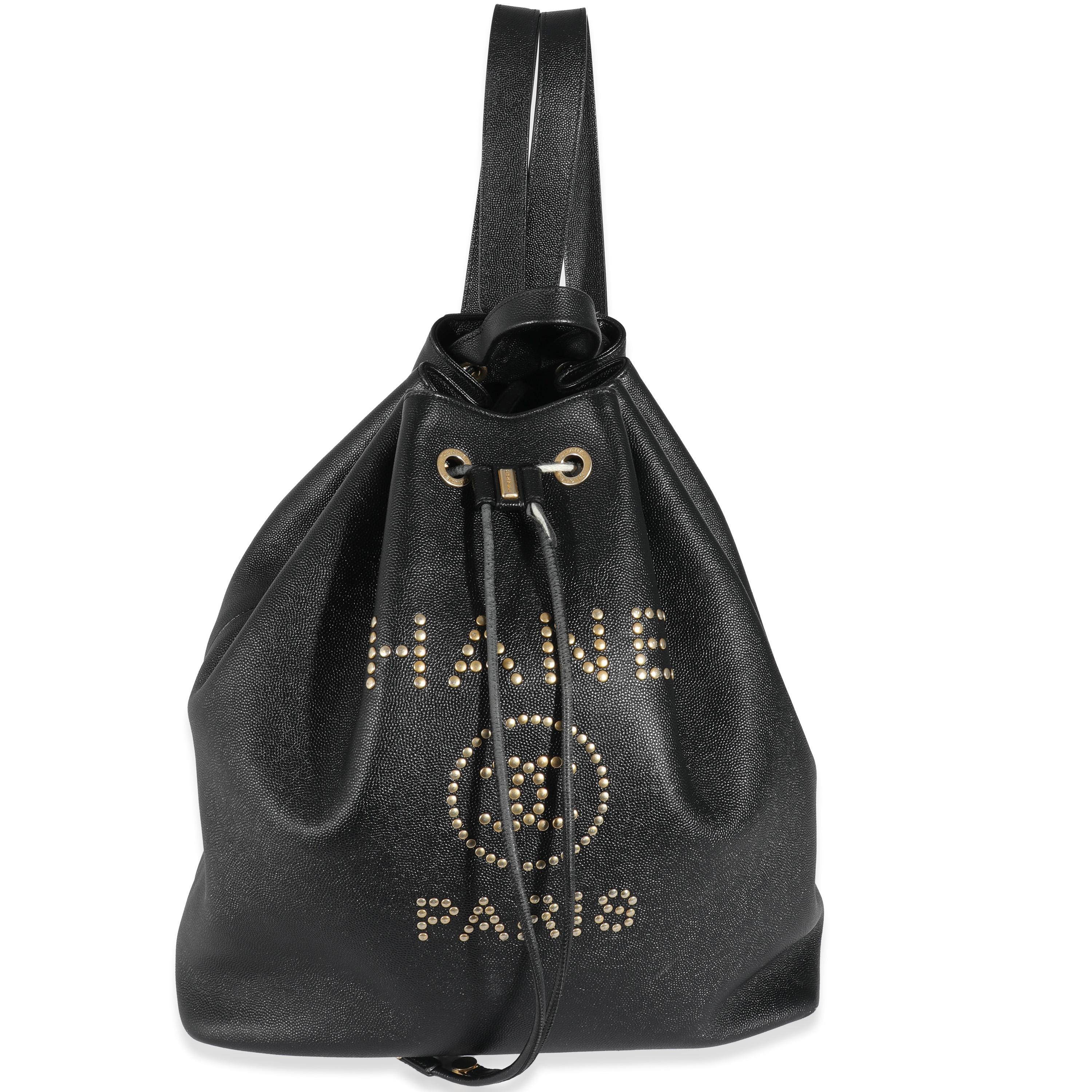 Chanel Black Caviar Deauville Drawstring Backpack For Sale at 1stDibs