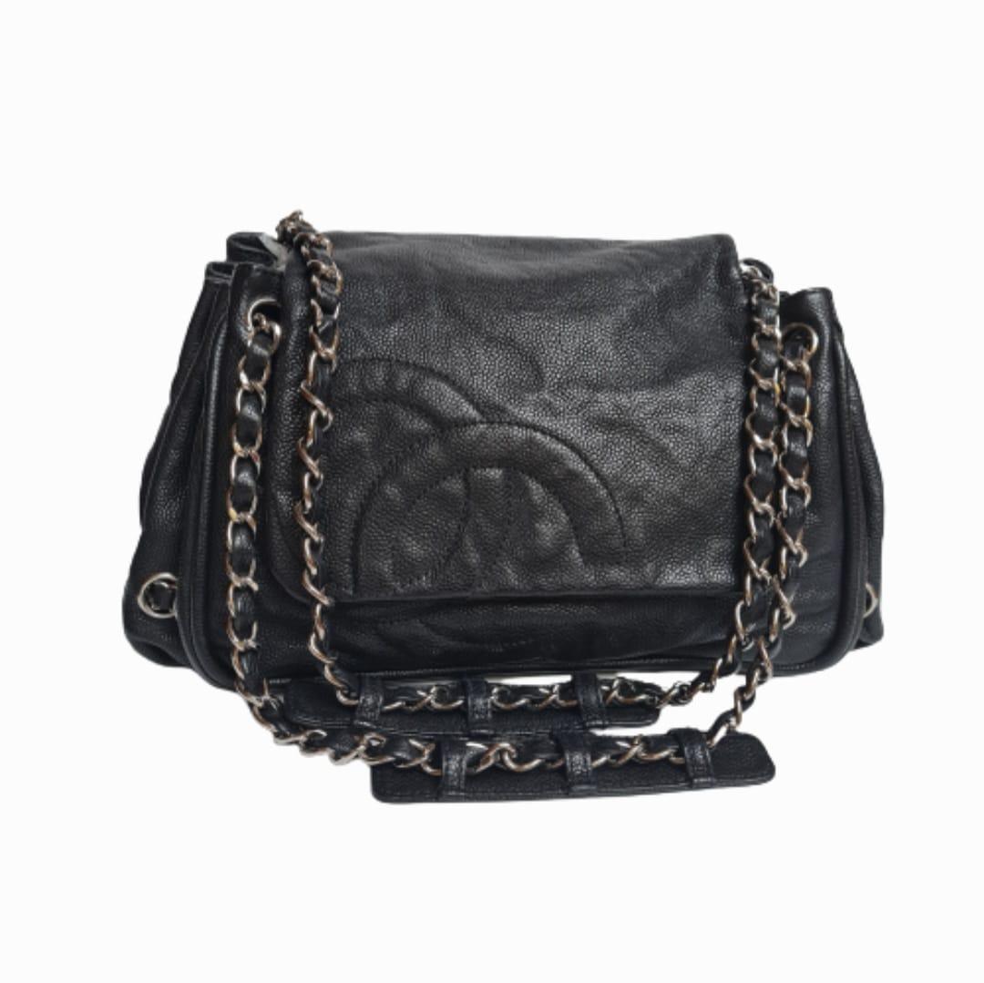Chanel Black Caviar Diagonal Timeless Flap Accordion Bag 2