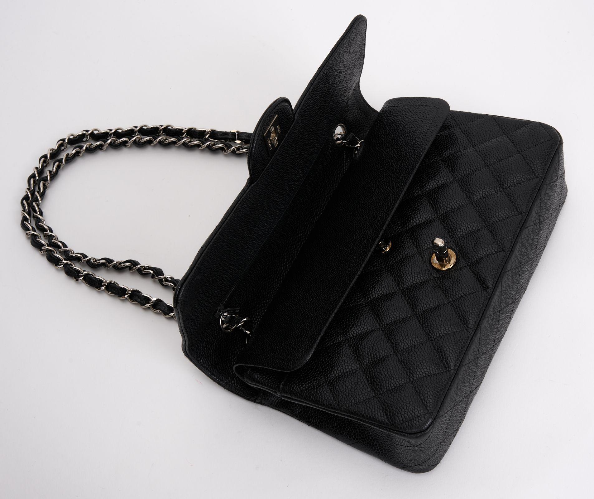 Chanel Black Caviar Double Flap Bag For Sale 2