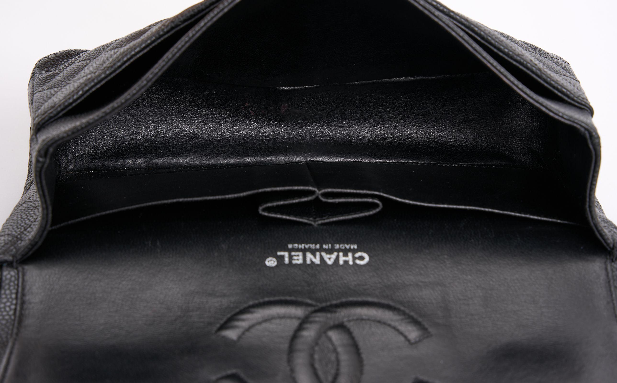 Chanel Black Caviar Double Flap Bag For Sale 3