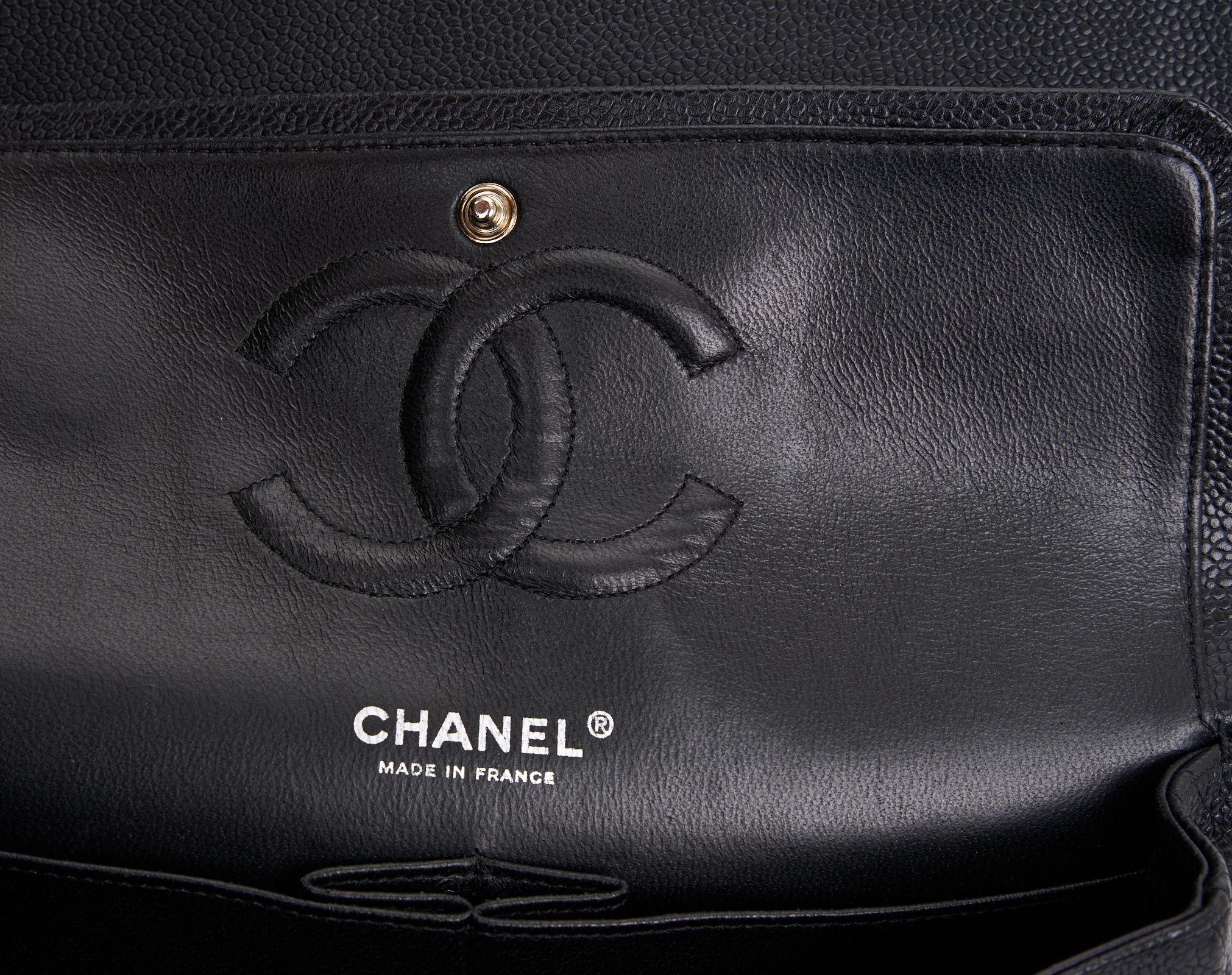 Chanel Black Caviar Double Flap Bag For Sale 4