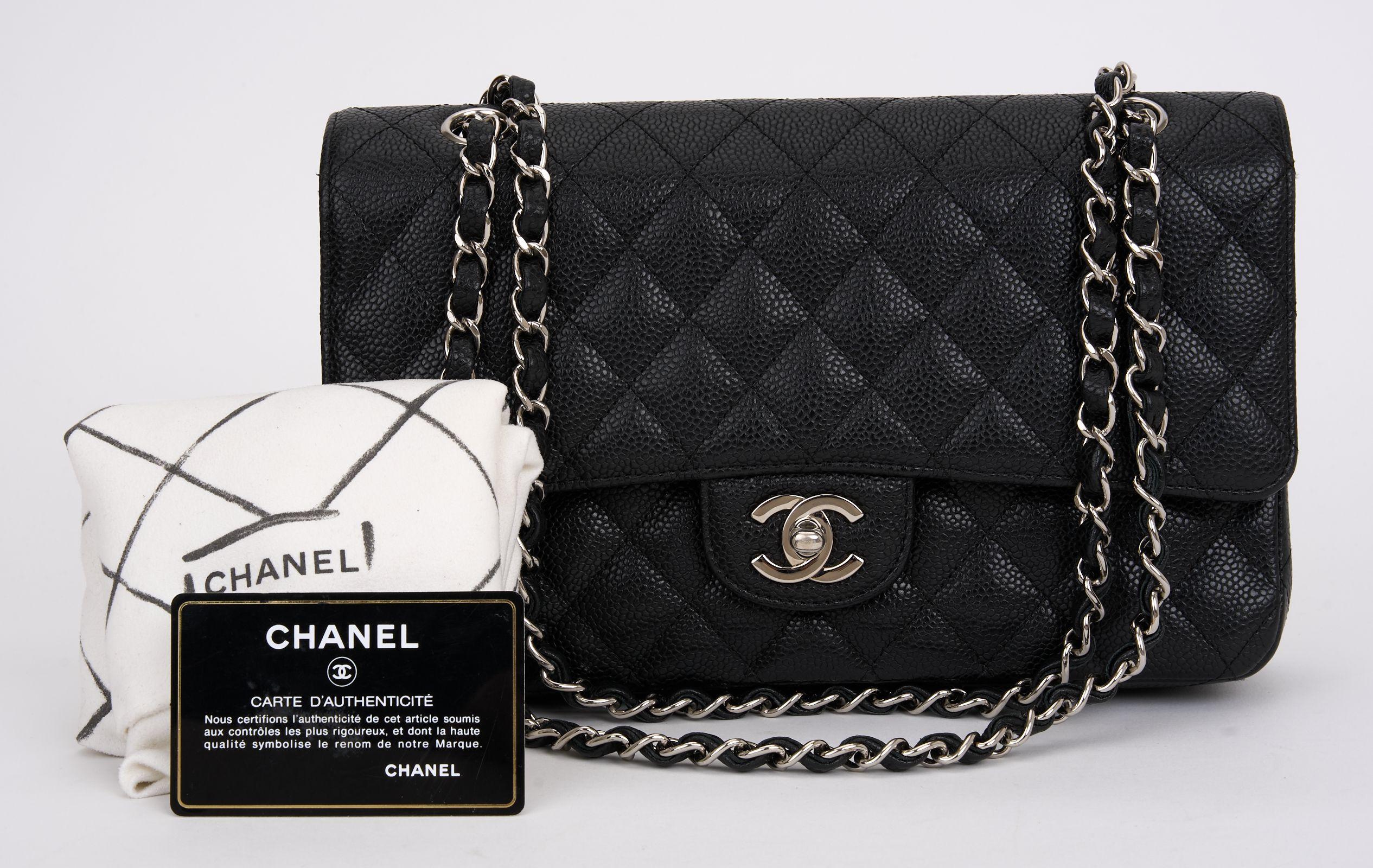 Chanel Black Caviar Double Flap Bag For Sale 5
