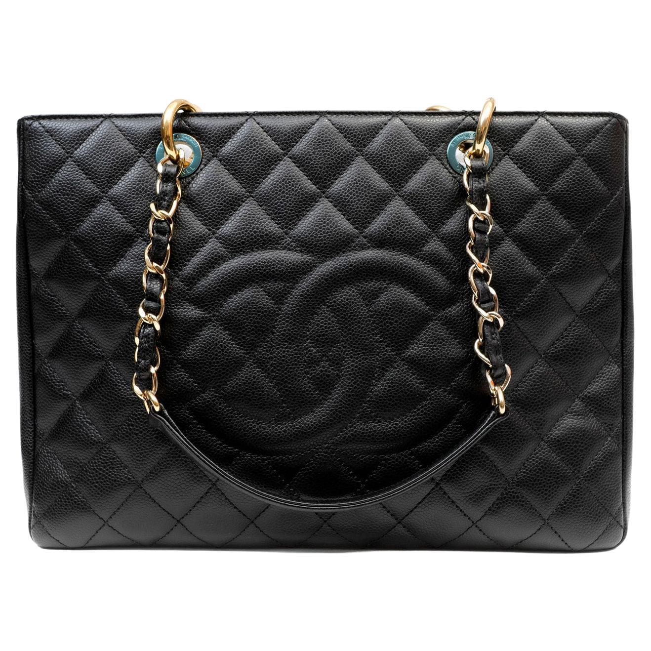 Chanel Black Caviar GST with Gold Hardware