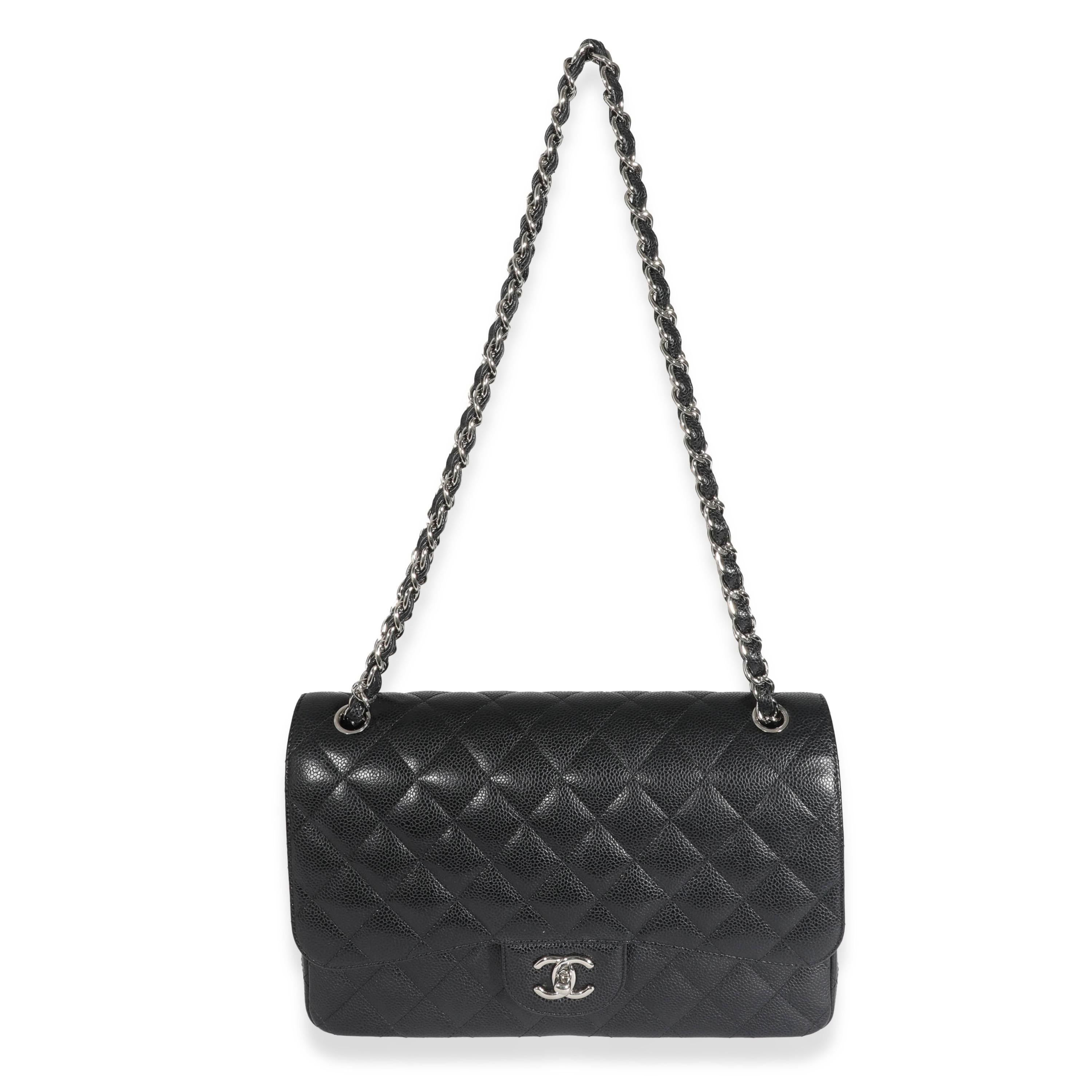 Listing Title: Chanel Black Caviar Jumbo Classic Double Flap Bag
SKU: 131908
Condition: Pre-owned 
Condition Description: A timeless classic that never goes out of style, the flap bag from Chanel dates back to 1955 and has seen a number of updates.