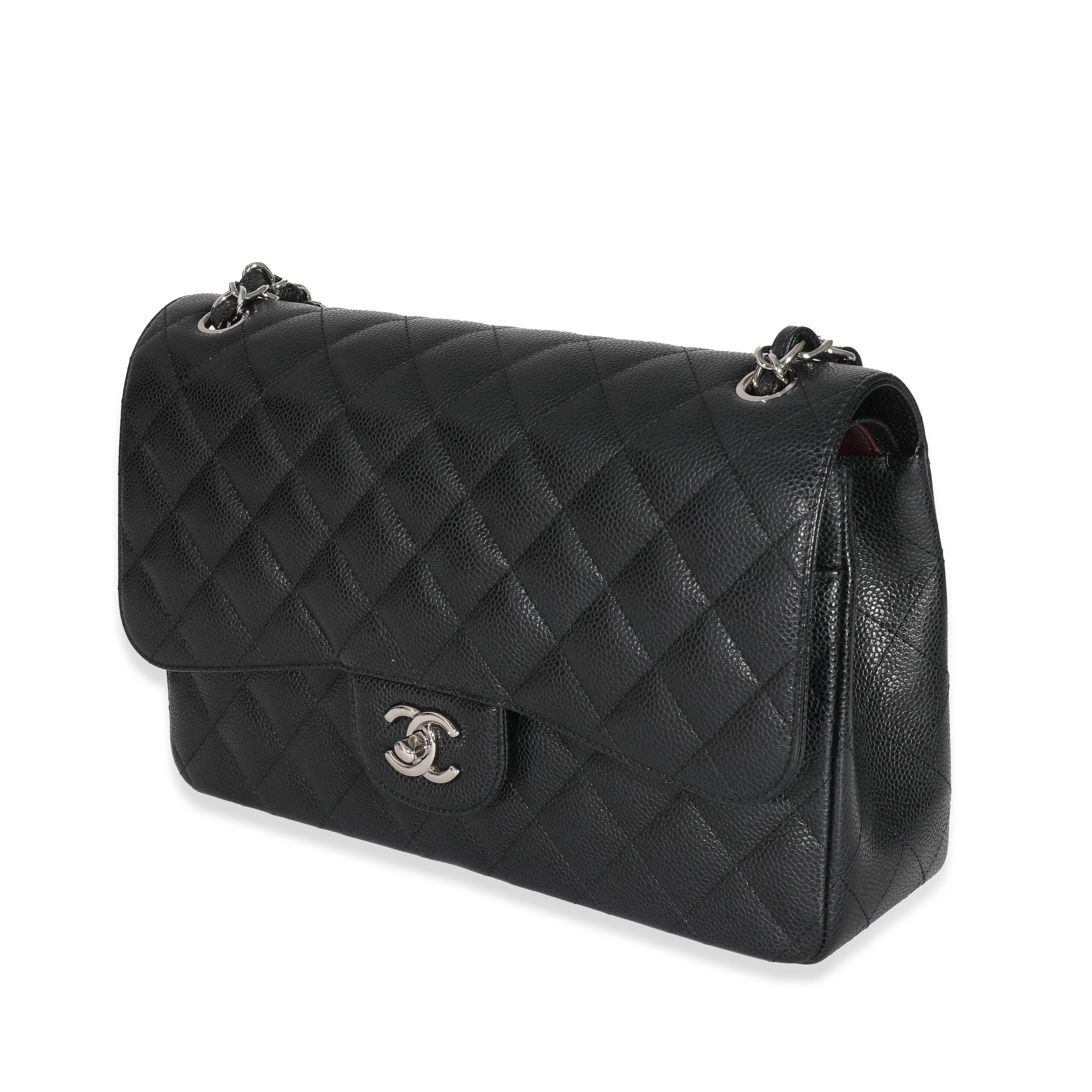 Chanel Black Caviar Jumbo Classic Double Flap Bag 2