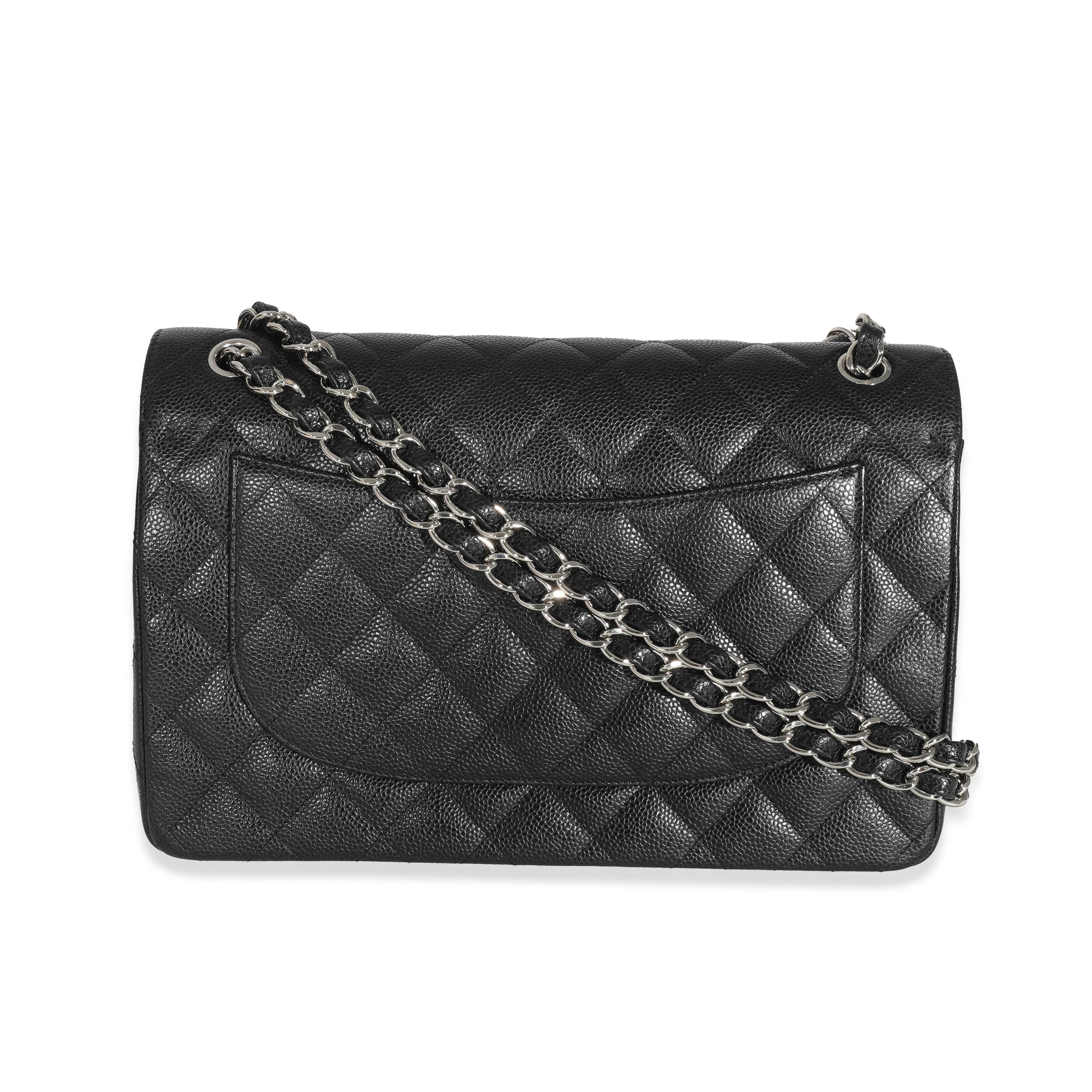 Chanel Black Caviar Jumbo Classic Double Flap Bag 4