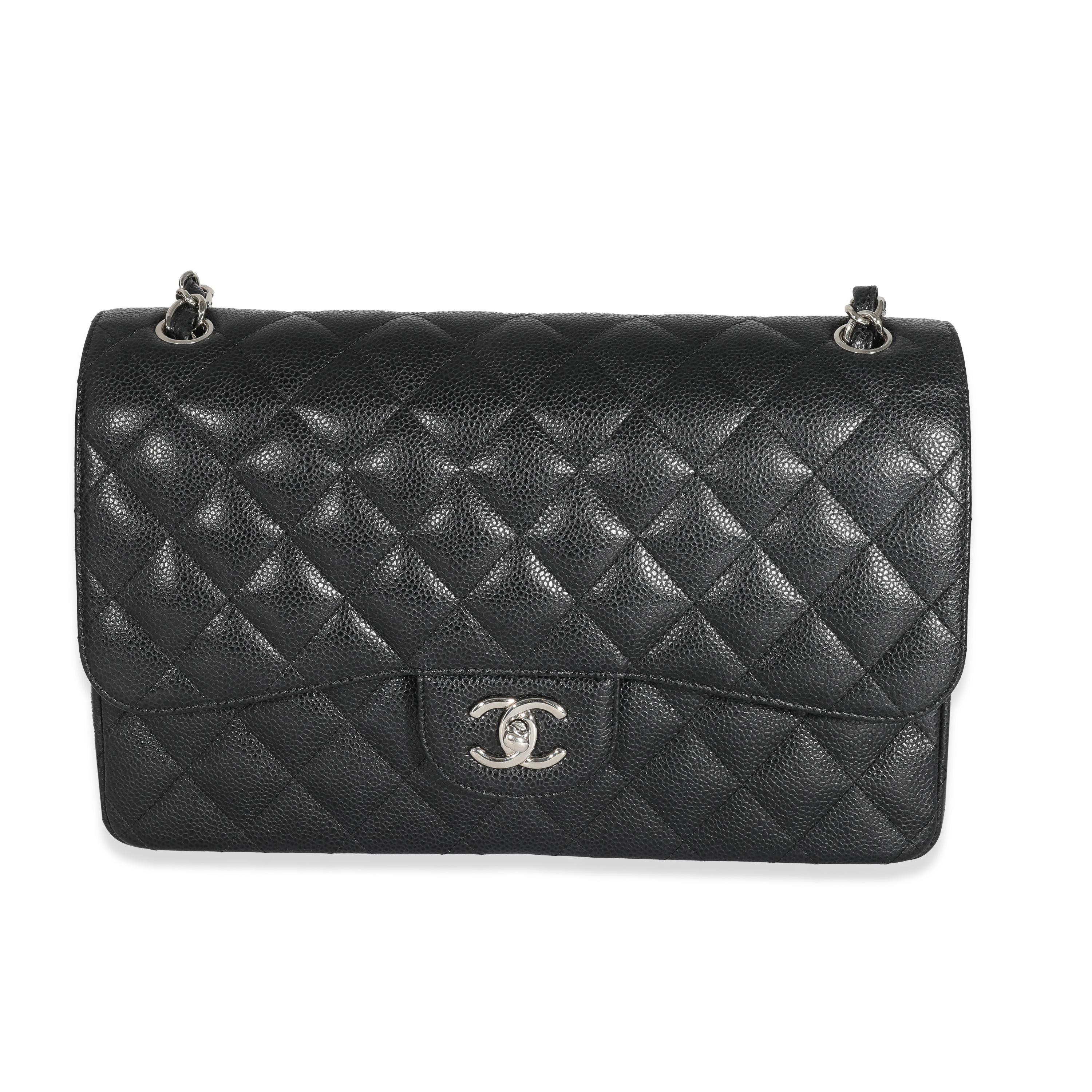 Chanel Black Caviar Jumbo Classic Double Flap Bag 5