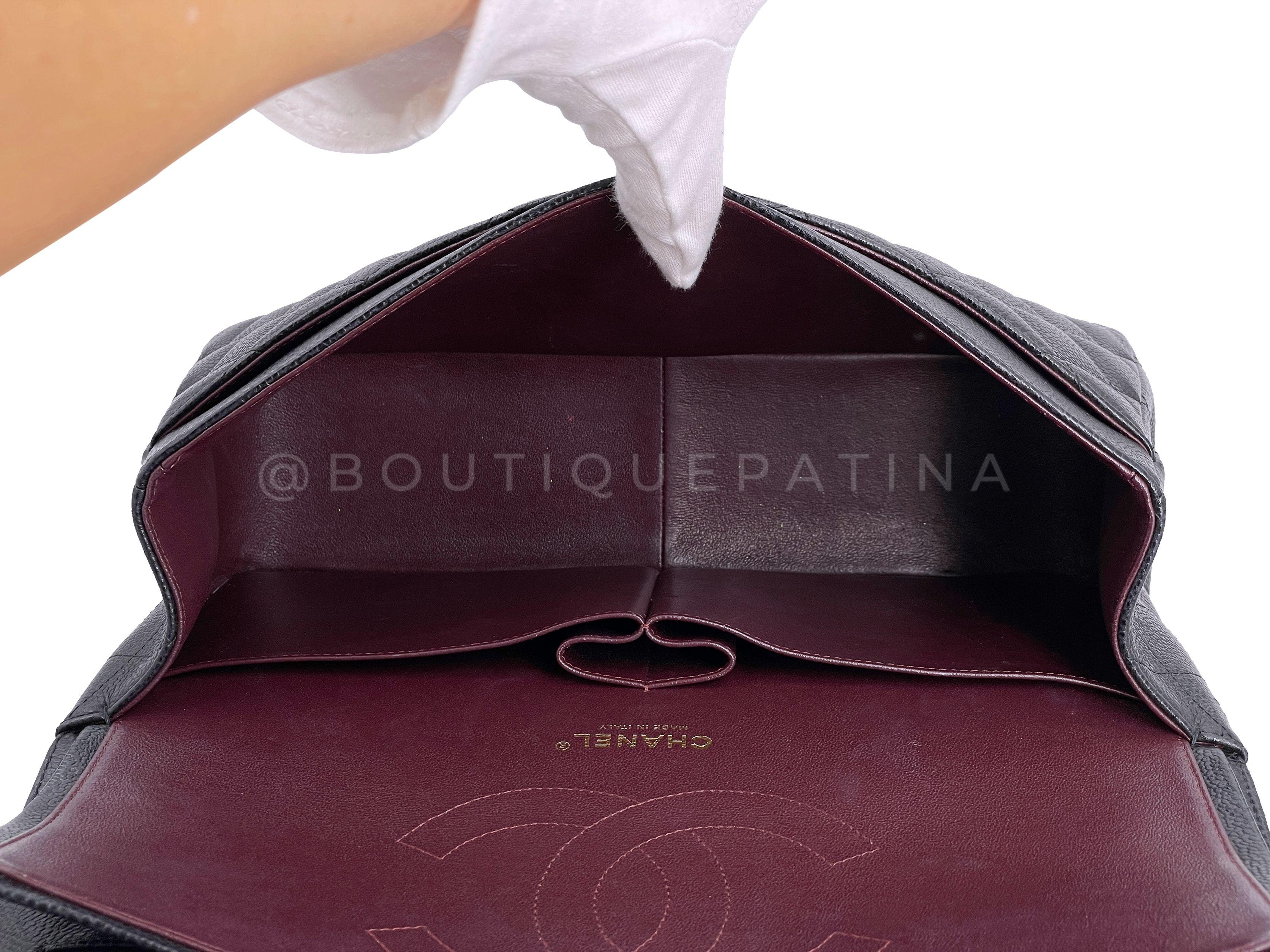 Chanel Black Caviar Jumbo Classic Double Flap Bag GHW 65399 For Sale 6