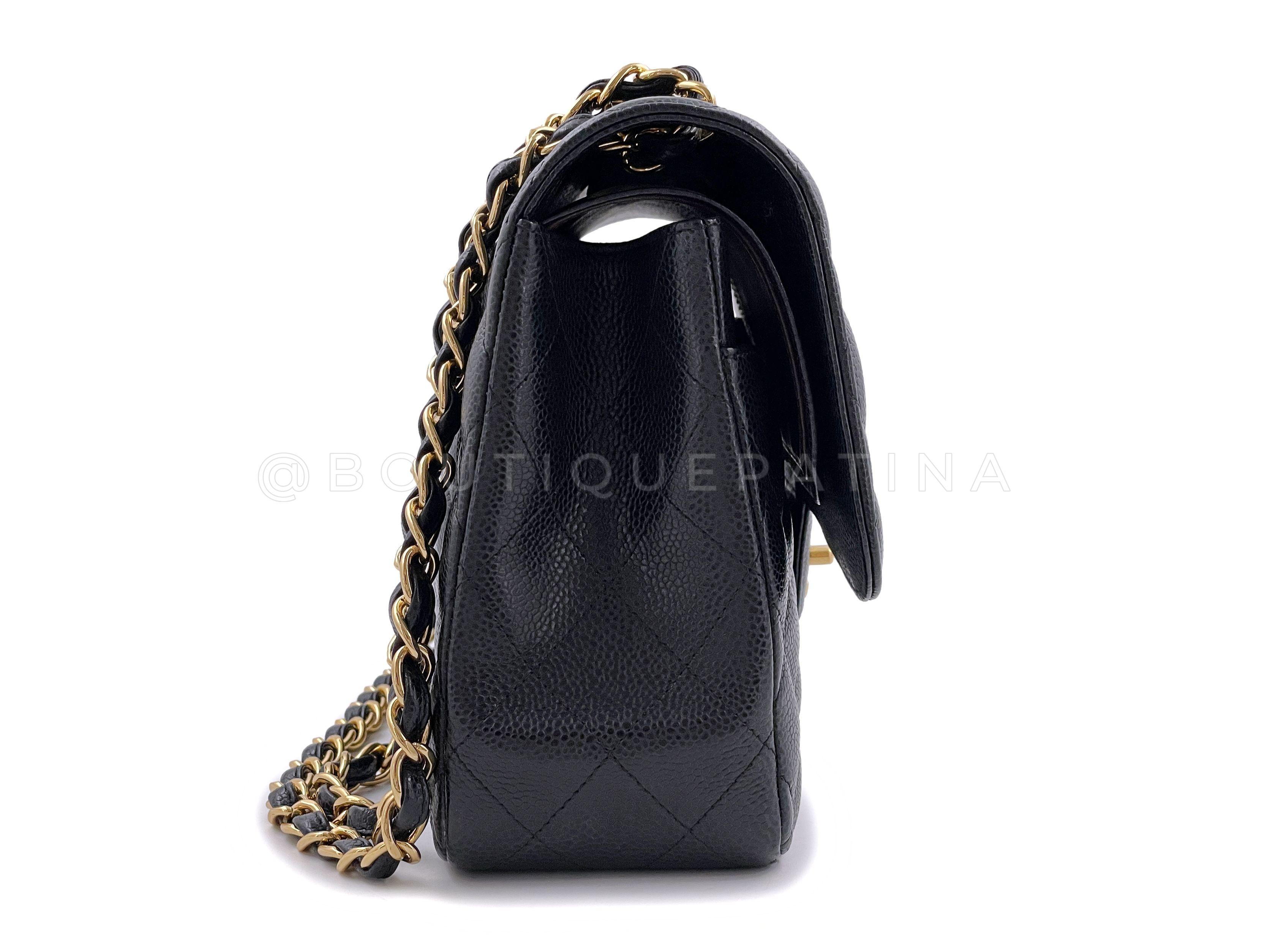 Women's Chanel Black Caviar Jumbo Classic Double Flap Bag GHW 65399 For Sale