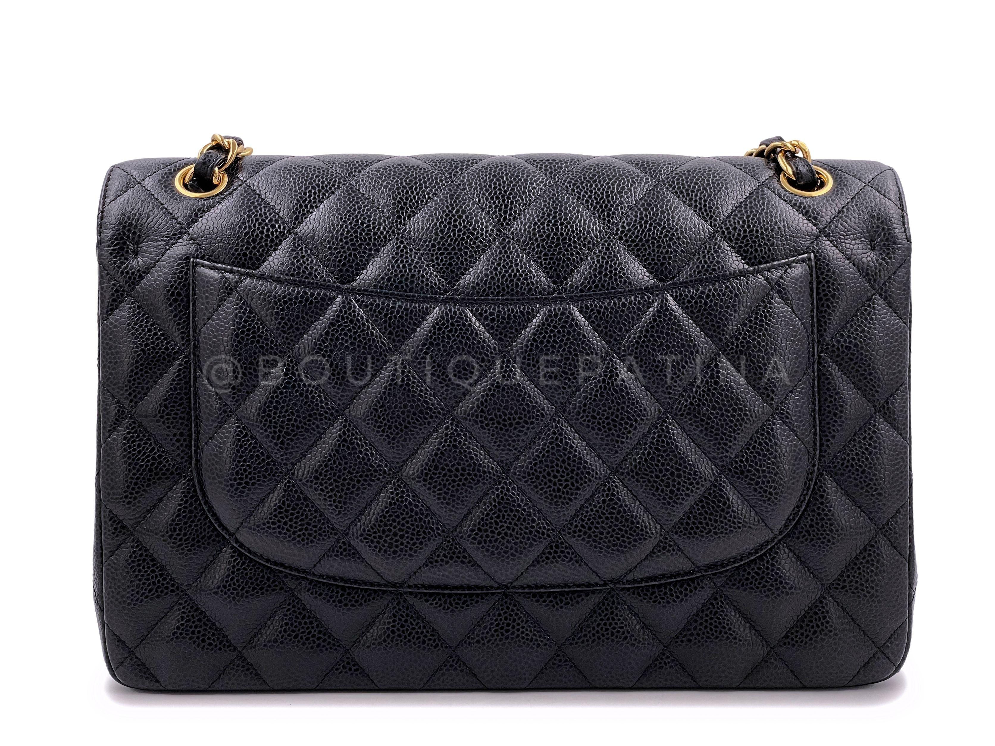 Chanel Black Caviar Jumbo Classic Double Flap Bag GHW 65399 For Sale 1