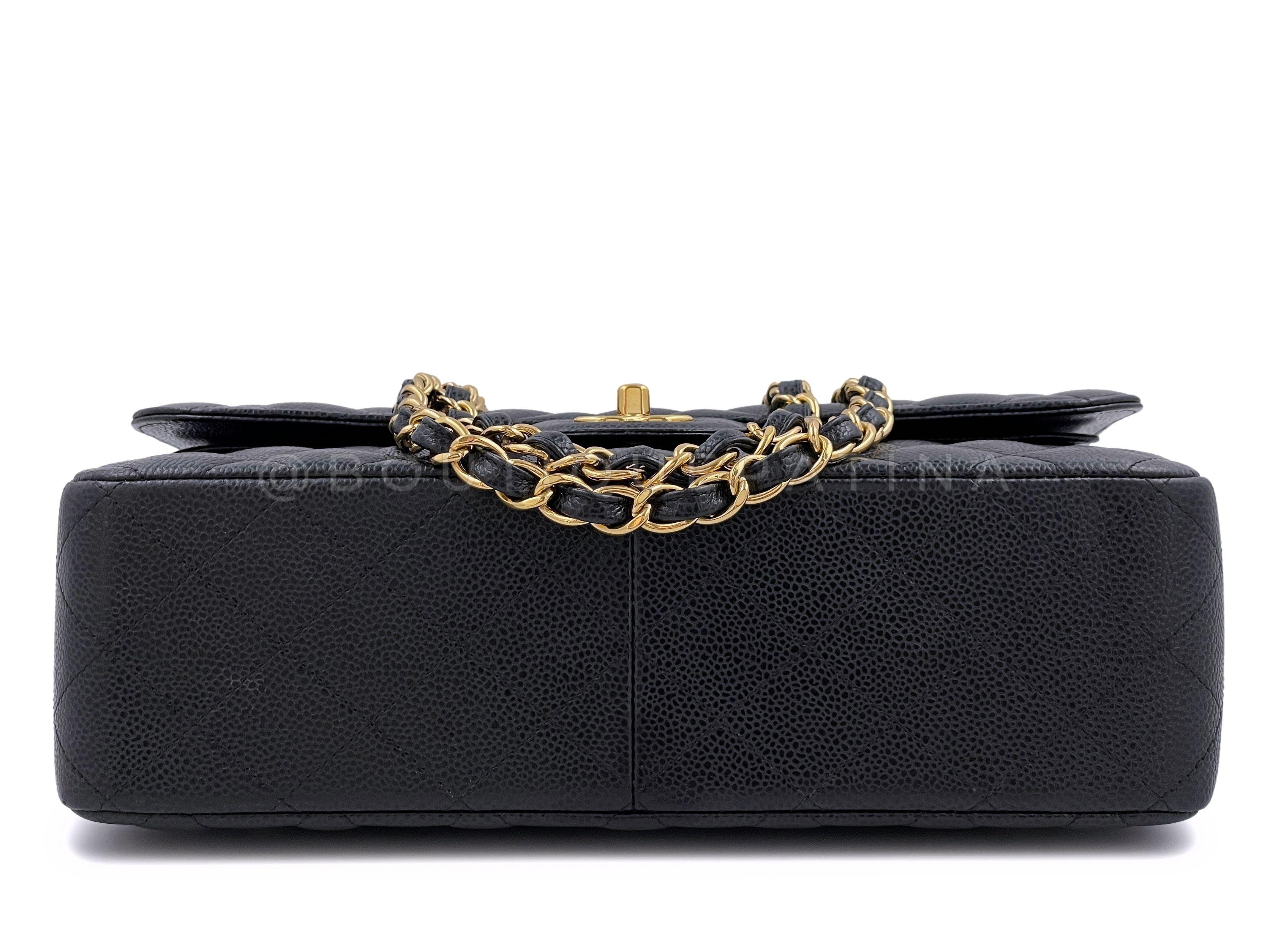 Chanel Black Caviar Jumbo Classic Double Flap Bag GHW 65399 For Sale 2