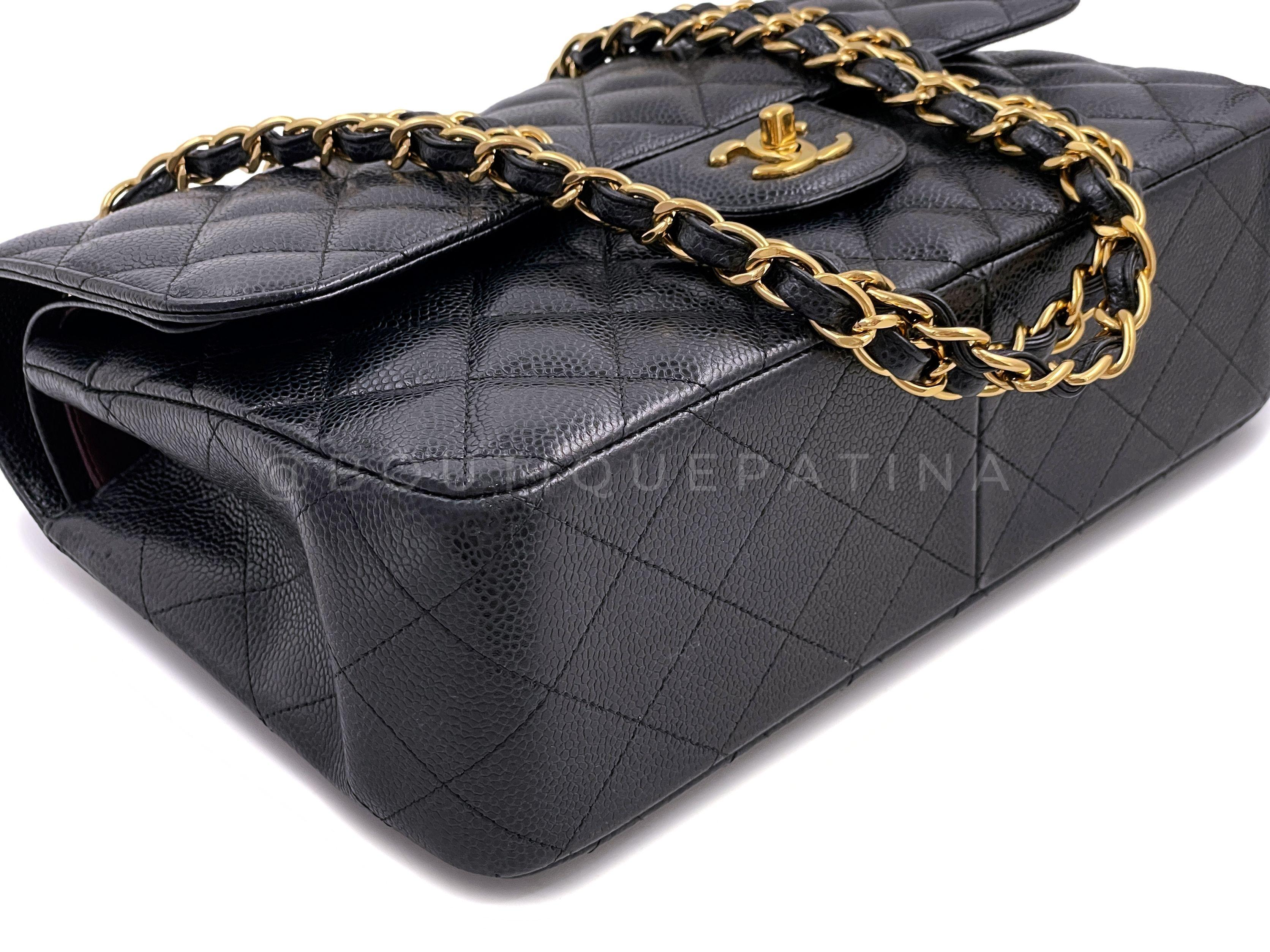 Chanel Schwarze Kaviar Jumbo Classic Double Flap Tasche mit doppelter Klappe GHW 65399 im Angebot 3