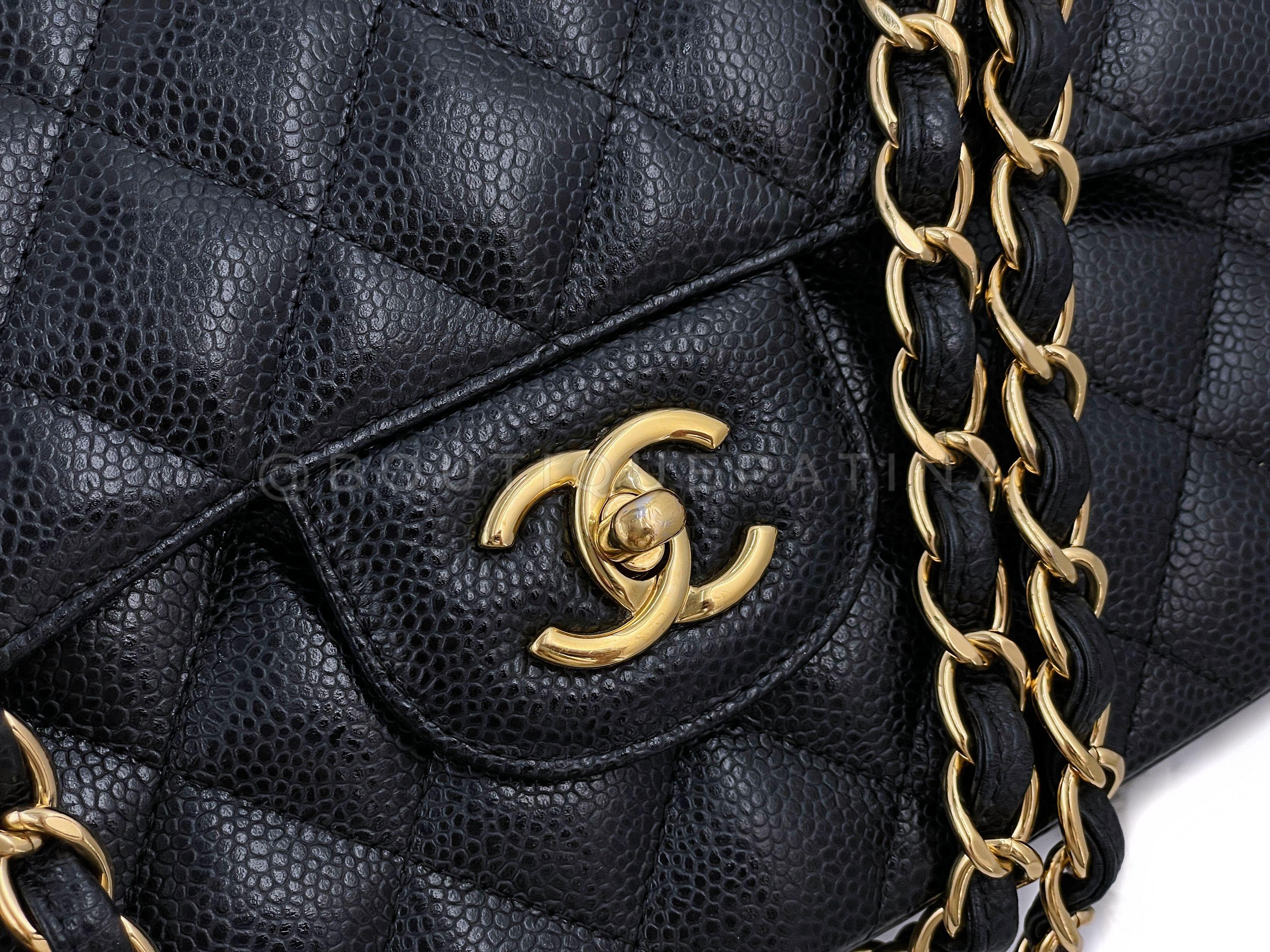 Chanel Black Caviar Jumbo Classic Double Flap Bag GHW 65399 For Sale 4