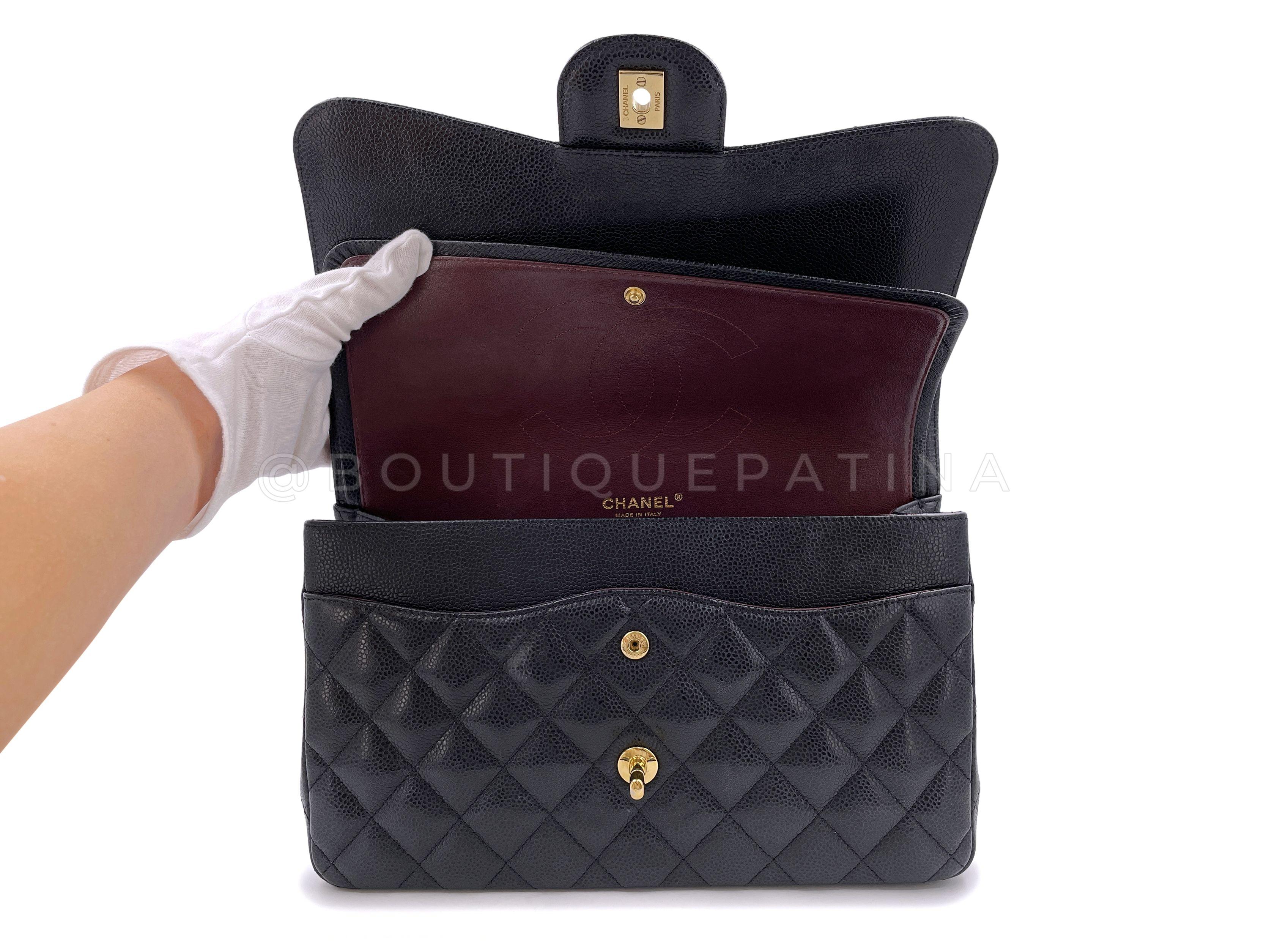 Chanel Black Caviar Jumbo Classic Double Flap Bag GHW 65399 For Sale 5