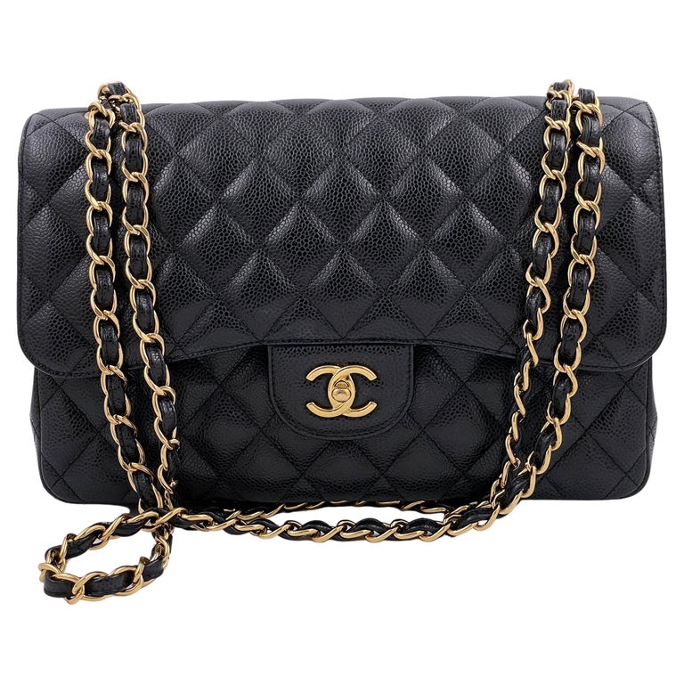 Chanel Black Caviar Jumbo Classic Double Flap Bag GHW 65399 For Sale at  1stDibs