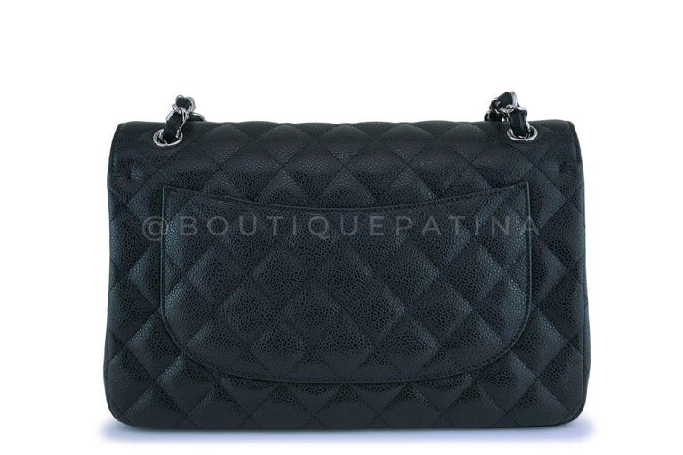 Chanel Black Caviar Jumbo Classic Double Flap Bag SHW 63926 For Sale at  1stDibs