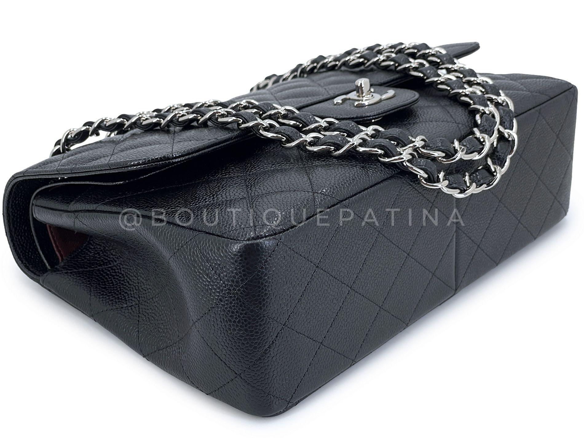 Chanel Black Caviar Jumbo Classic Double Flap Bag SHW 66178 For Sale 3