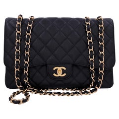 Chanel Black Caviar Jumbo Classic Flap Bag Single GHW 65108