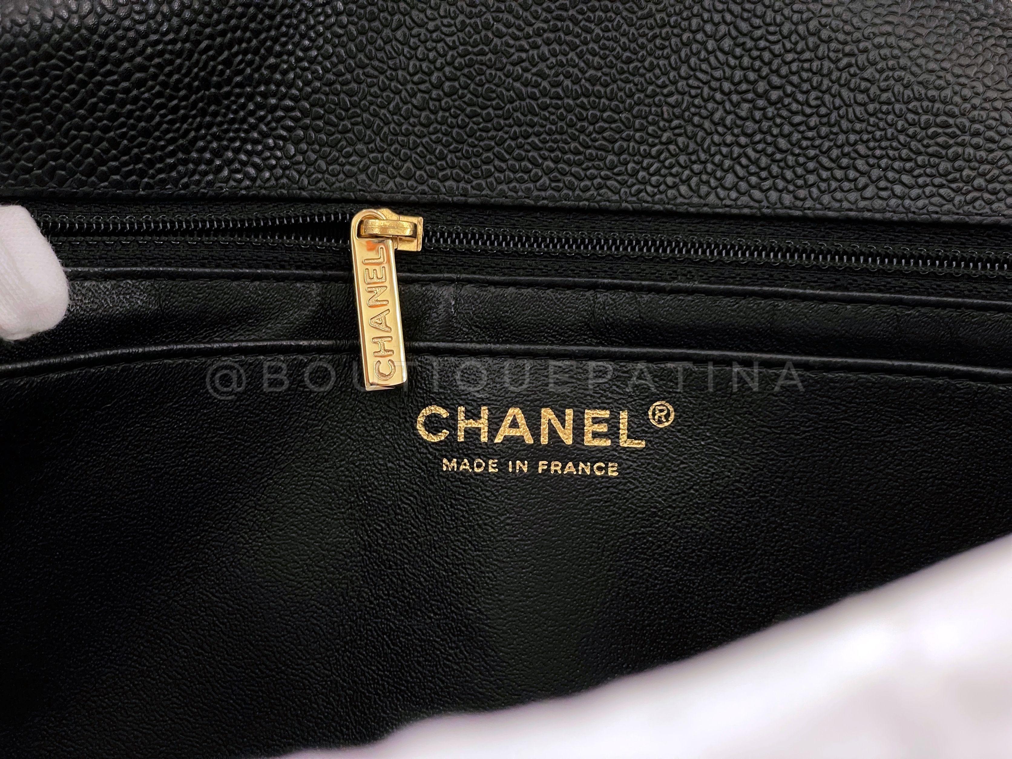 Chanel Black Caviar Jumbo Classic Flap Bag Single GHW 65108 For Sale 5