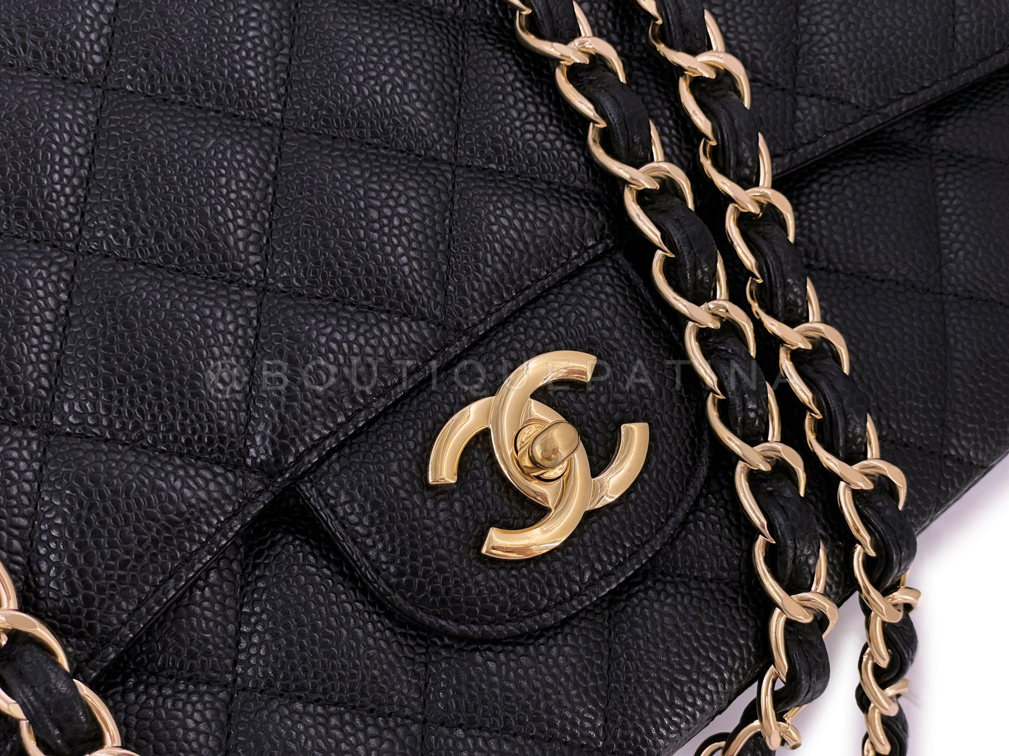 Chanel Black Caviar Jumbo Classic Flap Bag Single GHW 65108 For Sale 2