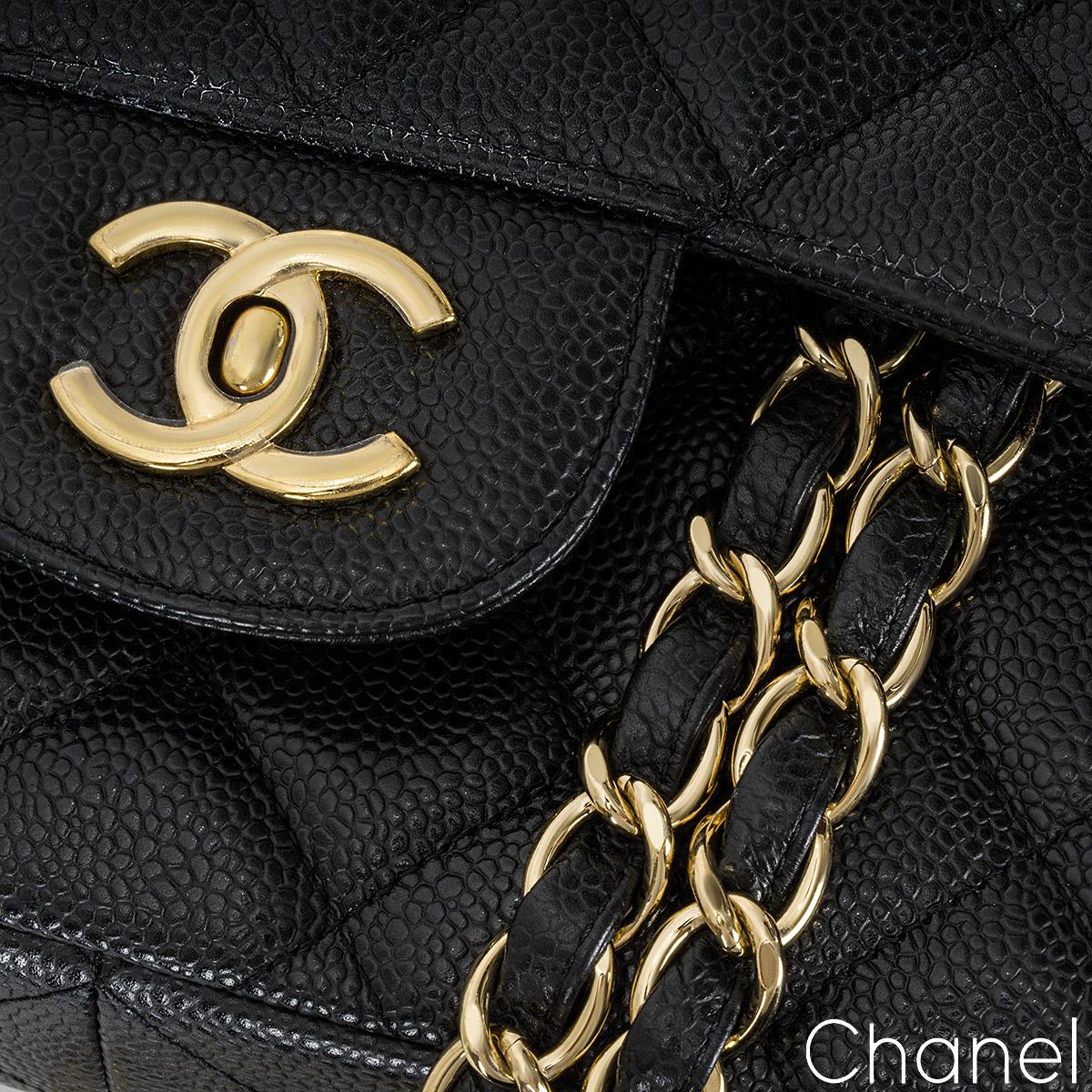 Chanel Black Caviar Jumbo Classic Single Flap Bag For Sale 8