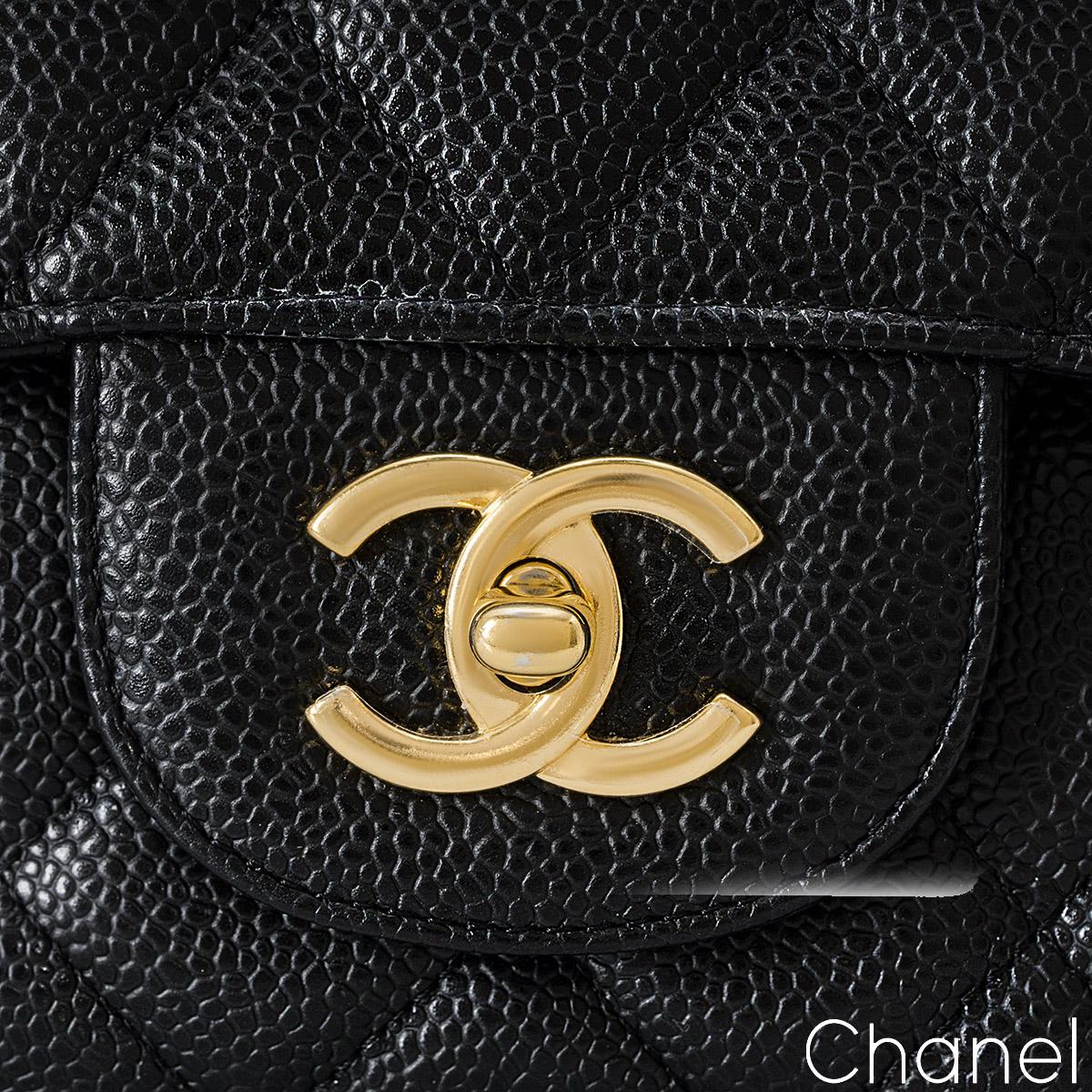 Chanel Schwarzer Kaviar Jumbo Classic Einzelne Klappe Tasche Damen im Angebot